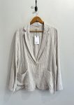 Blazer listrado off white e bege fecho de um botão Max Studio de linho e viscose - M branco, bege tamanho M - foto principal