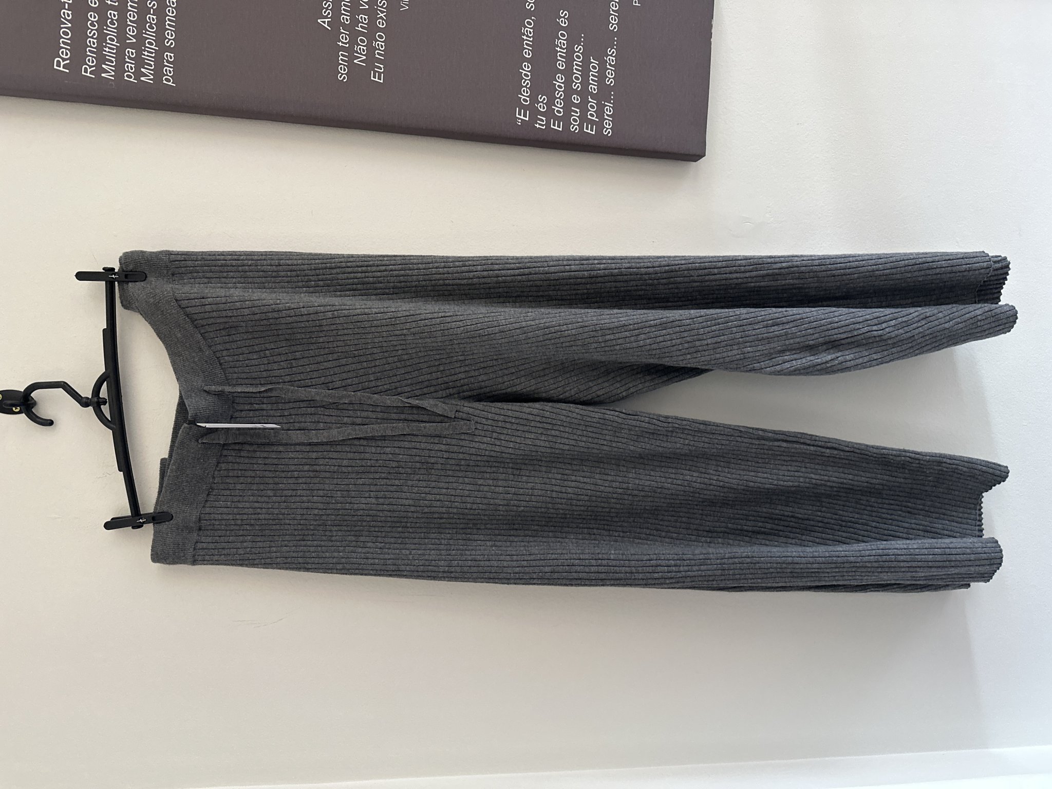 Calça pantalona cinza de cintura regulavel Terra Sky de algodão canelado - G3