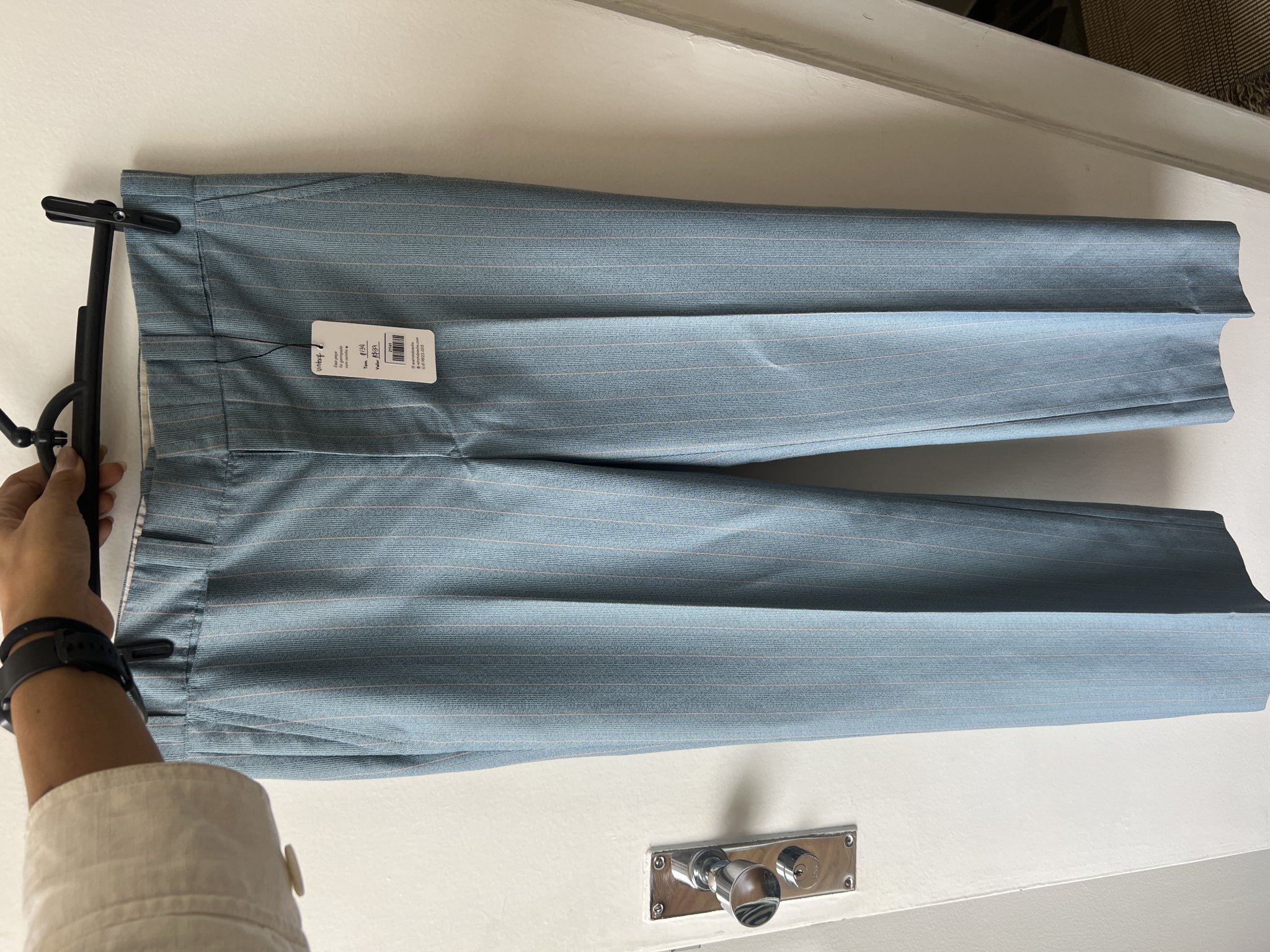 Calça alfaiataria azul listra vintage - 34/36
