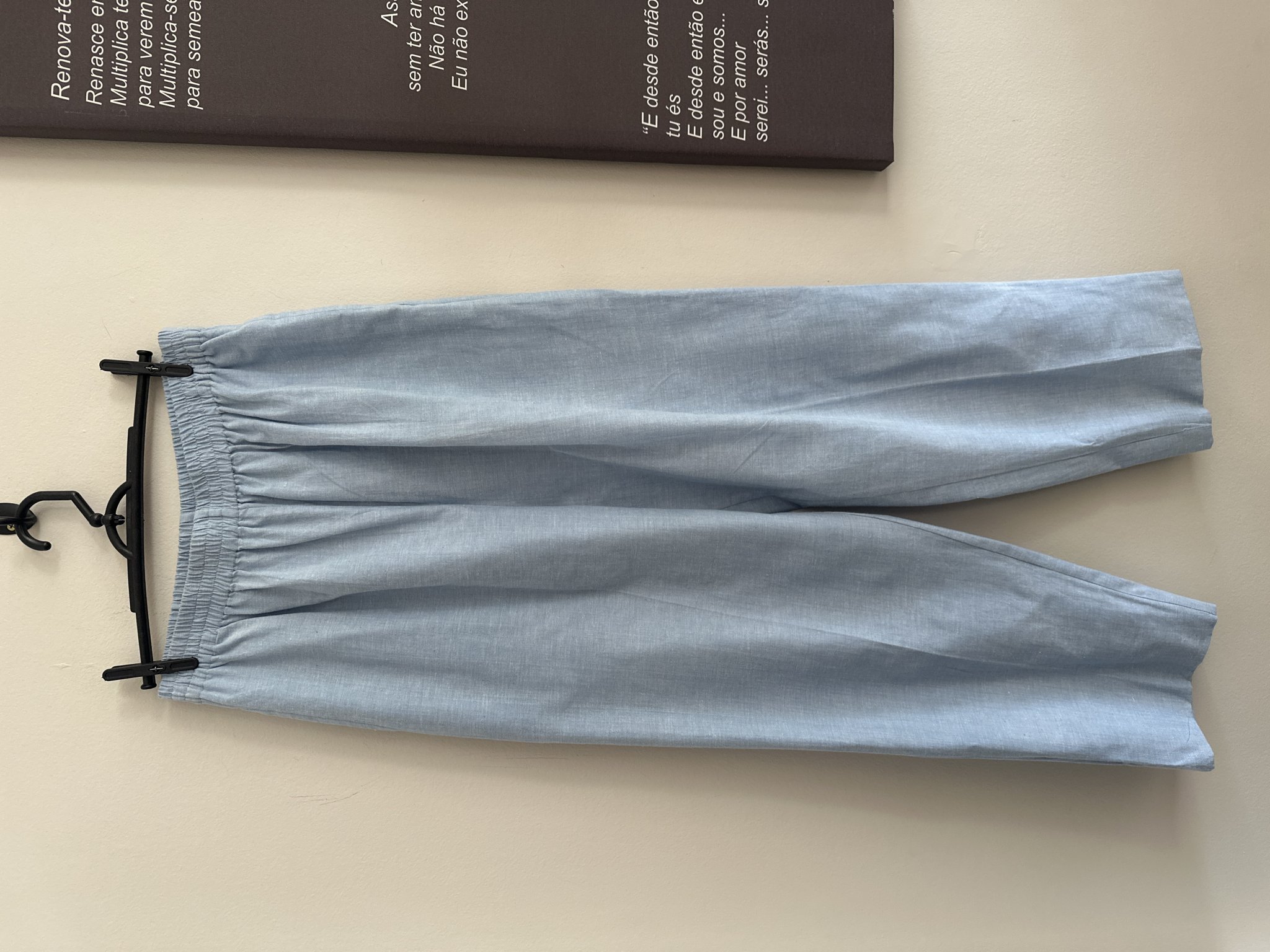 Calça reta azul cintura regulavel Yakmagik de algodão - M