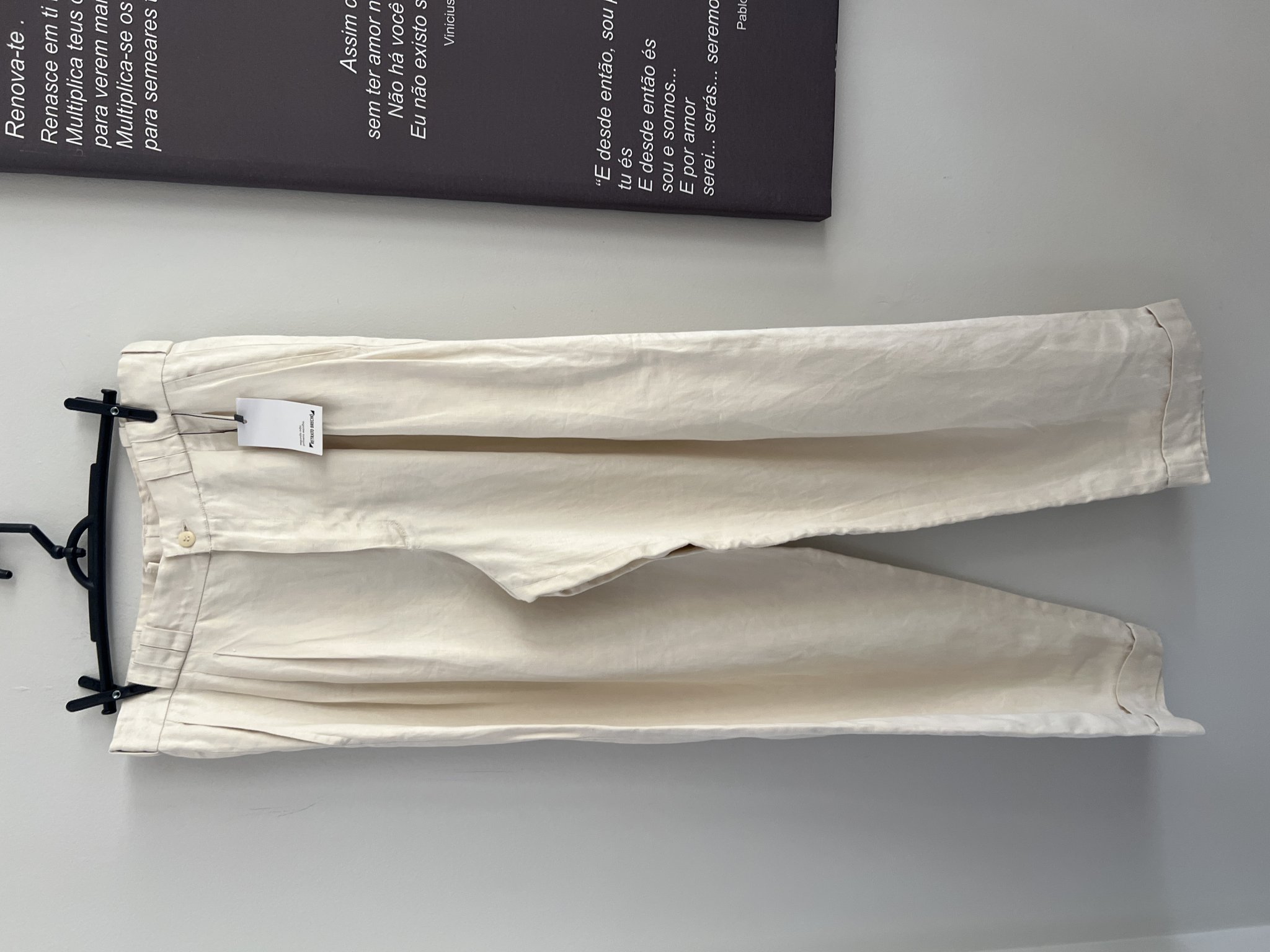 Calça bege encerado braspérola estivanelli vintage de linho - GG