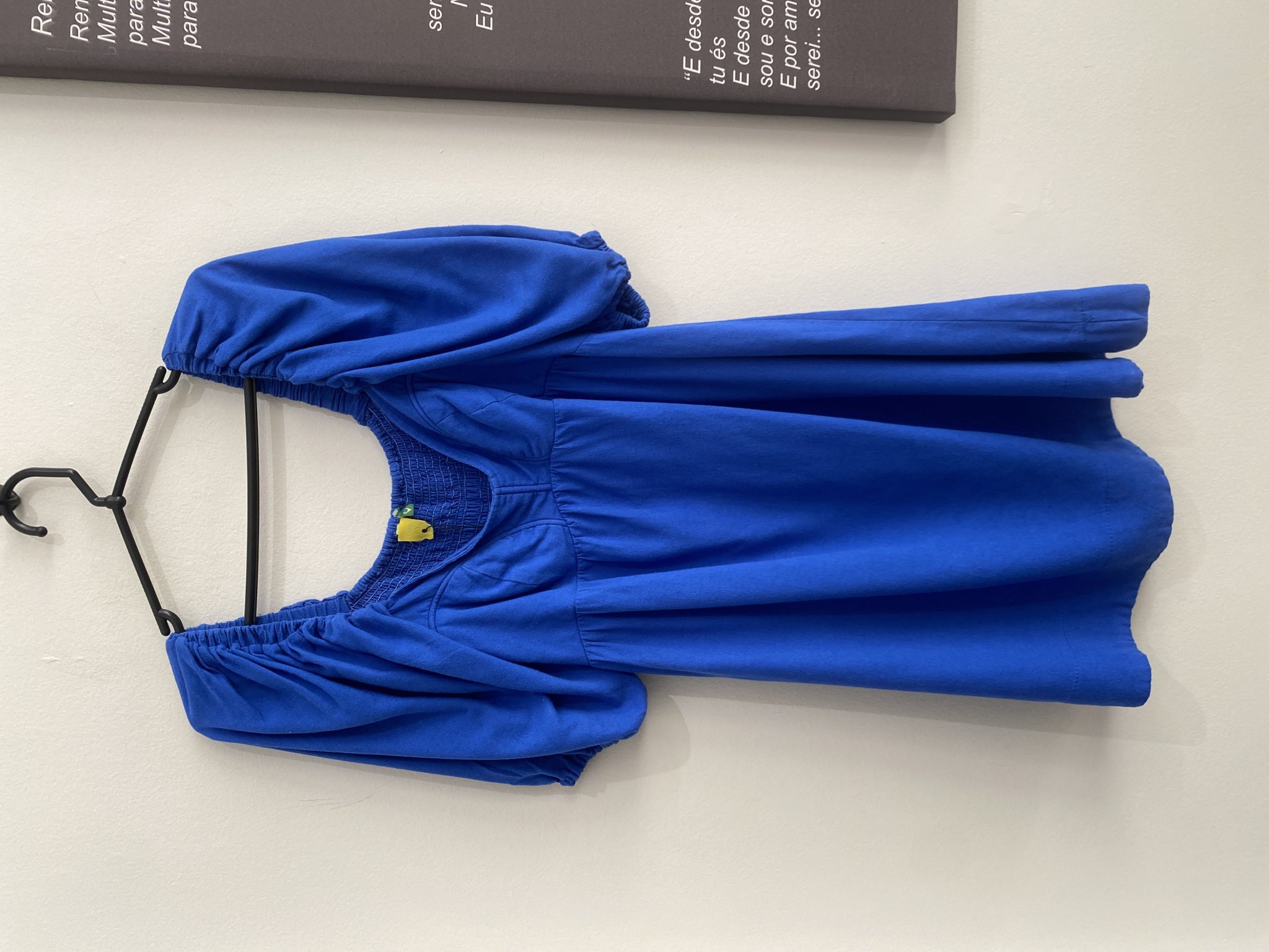 Vestido azul m/longa bufante e decote princesa Farm - P