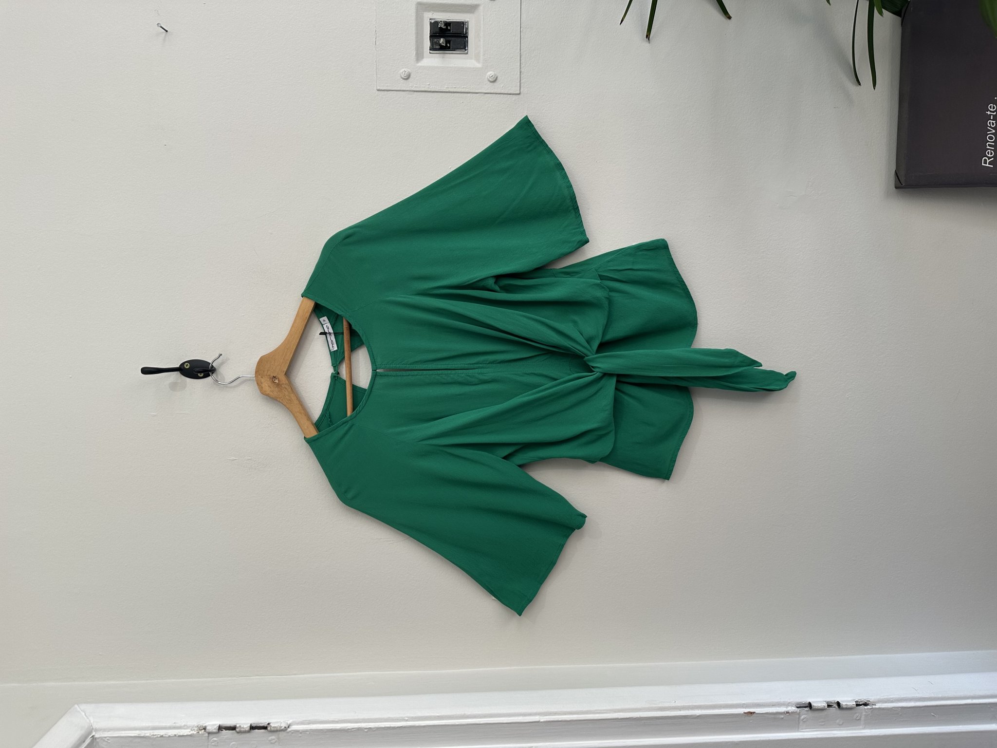 Blusa verde c/recortes manga 7/8 Morfina - P