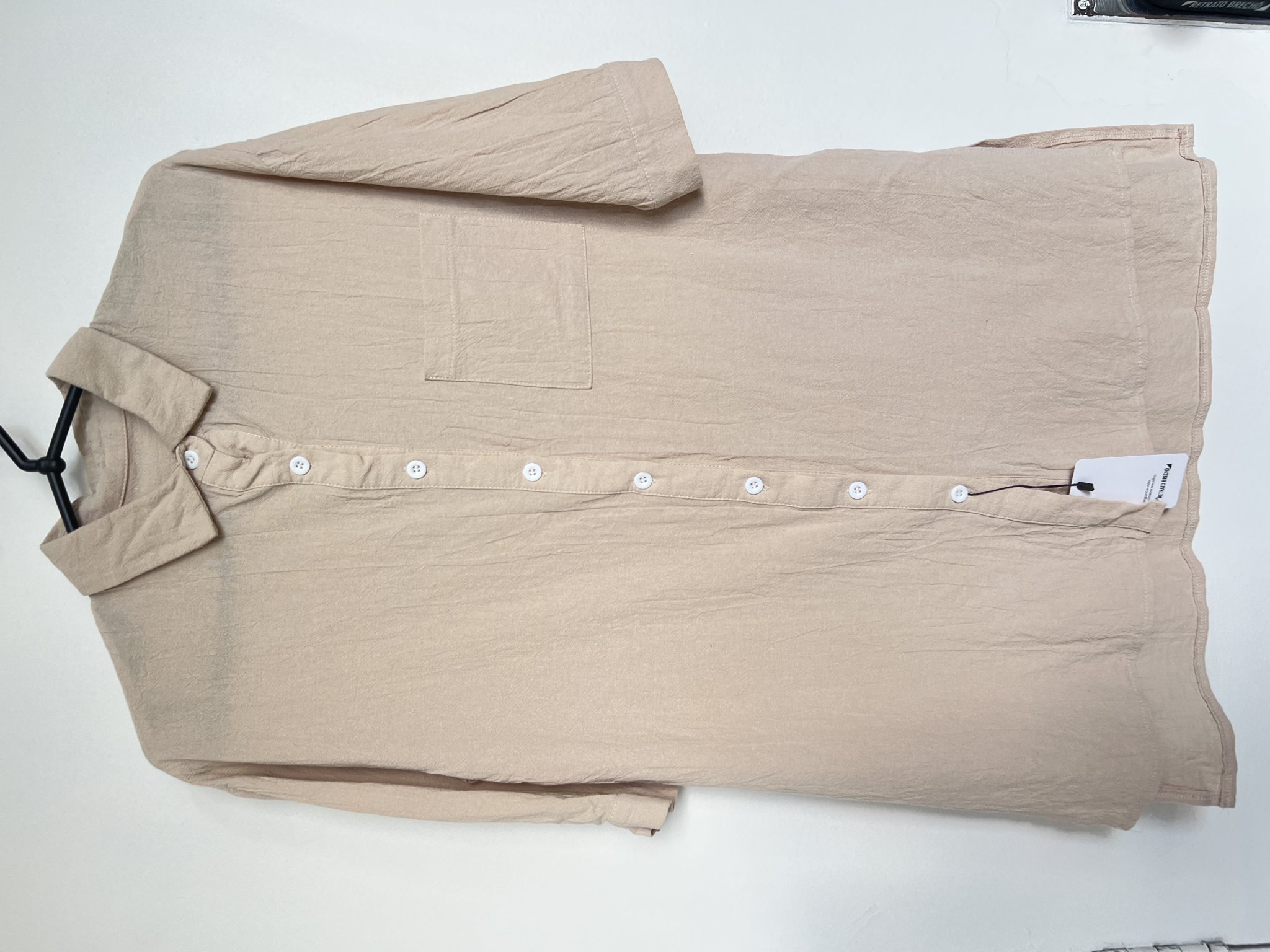 Camisa bege m/curta s/marca- M
