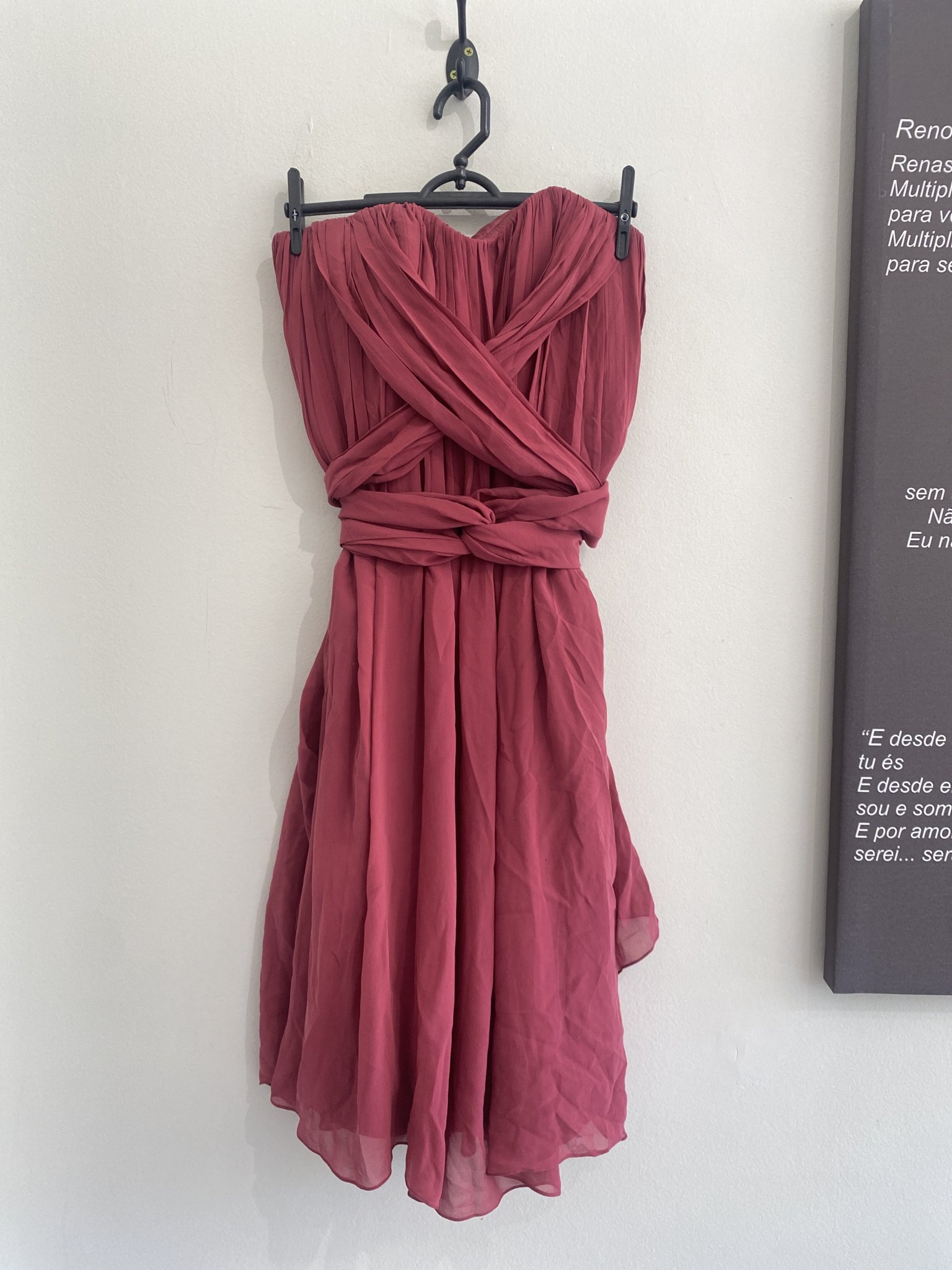 Vestido tomara que caia rosa seco de seda Shoulder - P