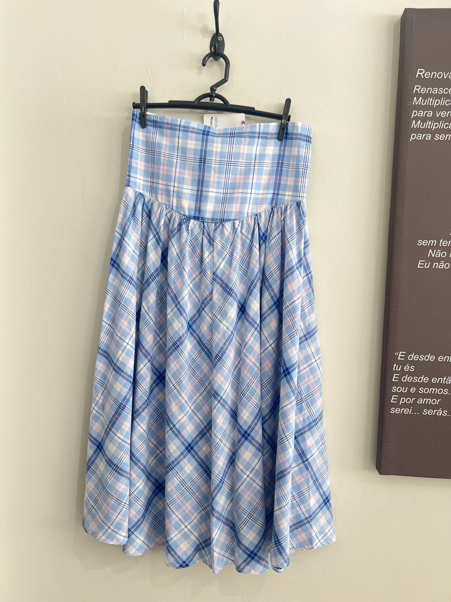 Saia midi xadrez azul s/marca - P/M