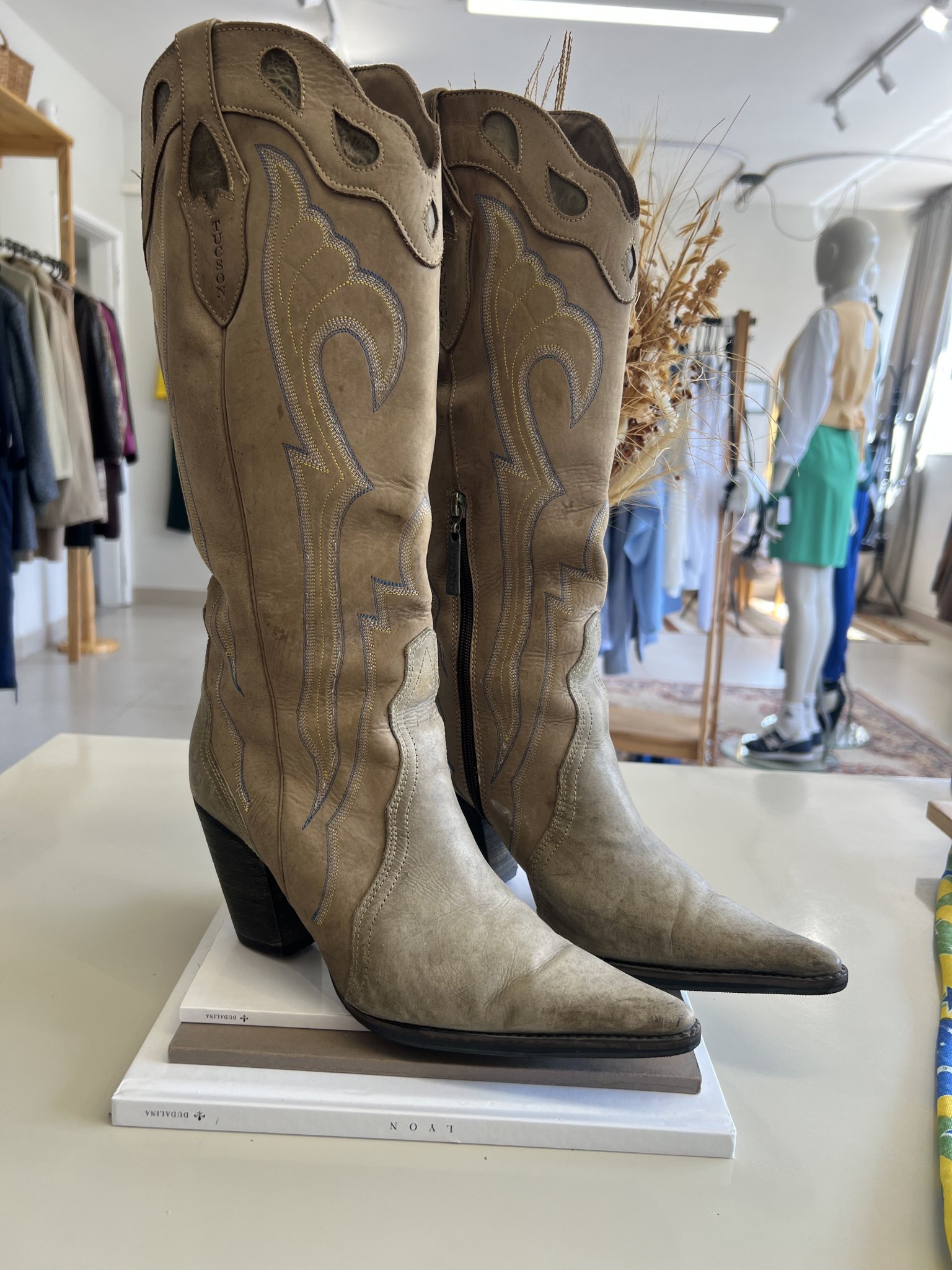 Bota cano alto western de couro Tucson - 39