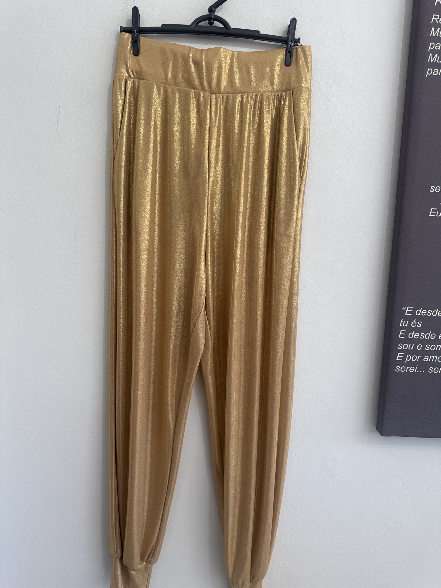 Calça pantalona dourado Caos - 40