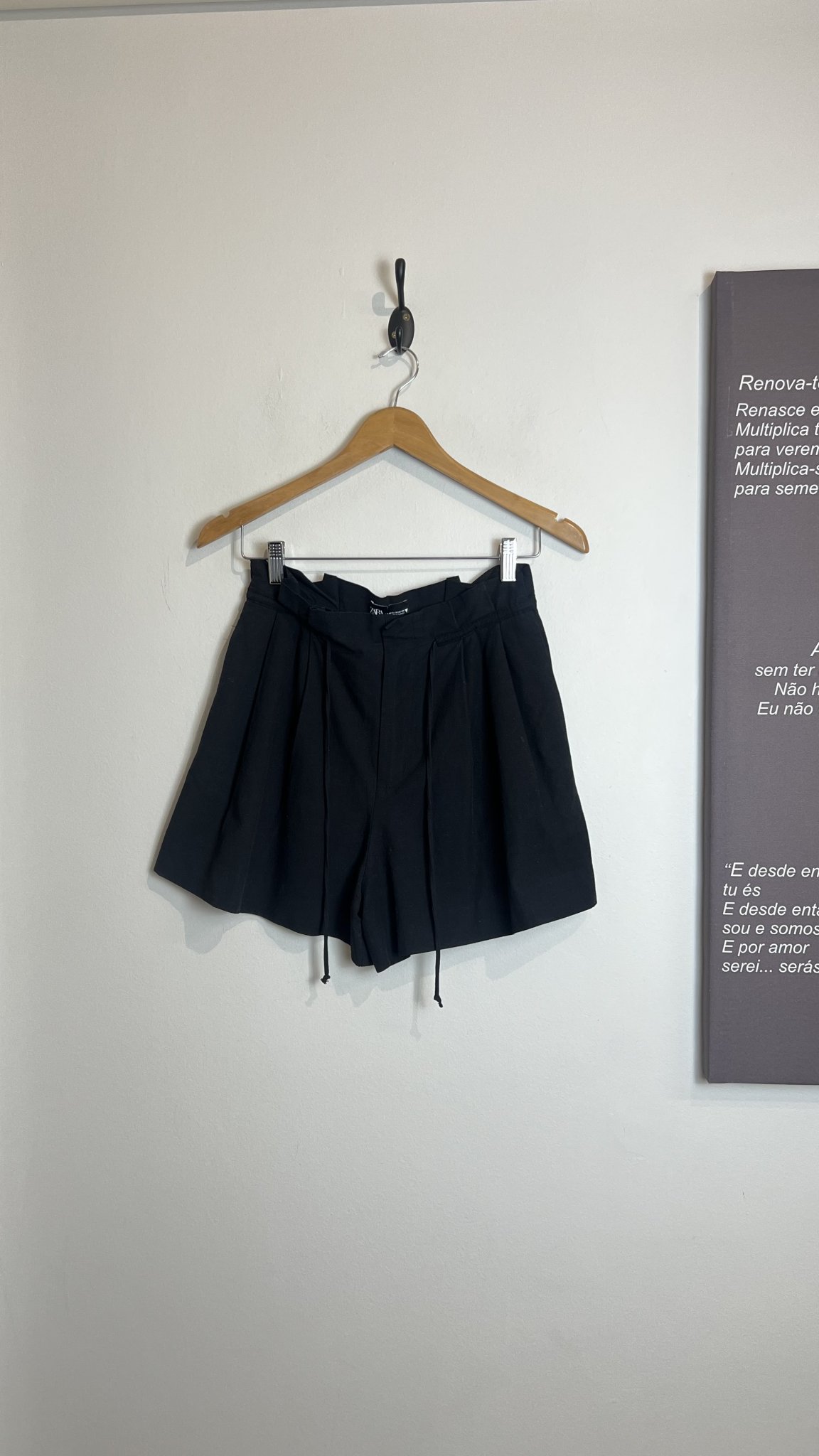 Short preto algodão e viscose Zara - P