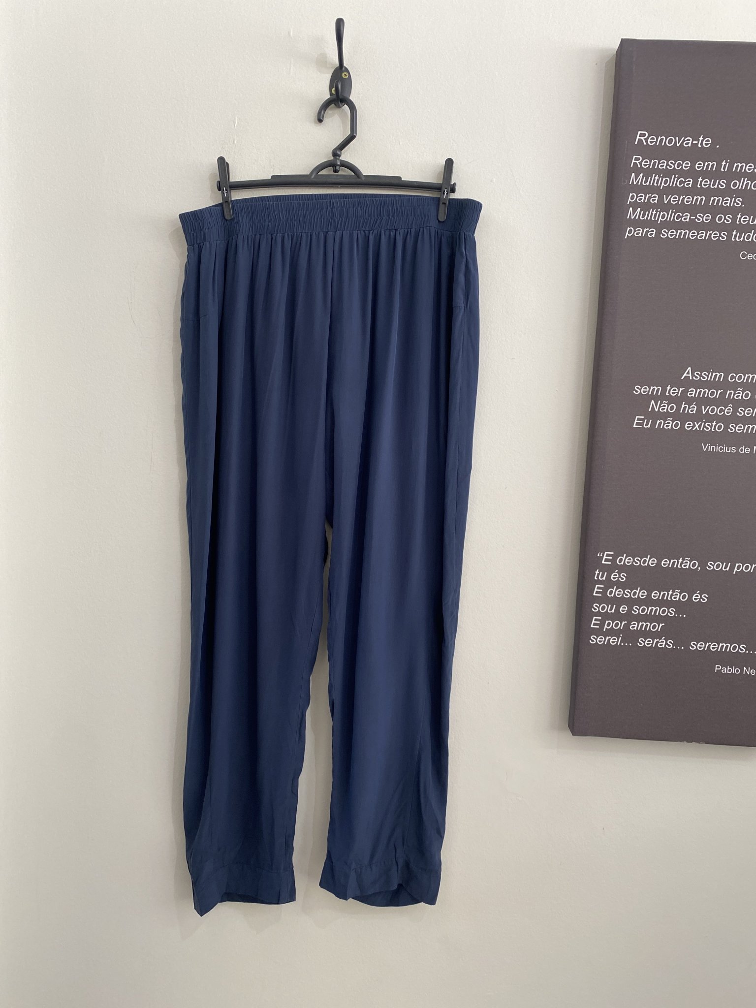 Calça azul de seda de cintura regulavel Ateen - 42