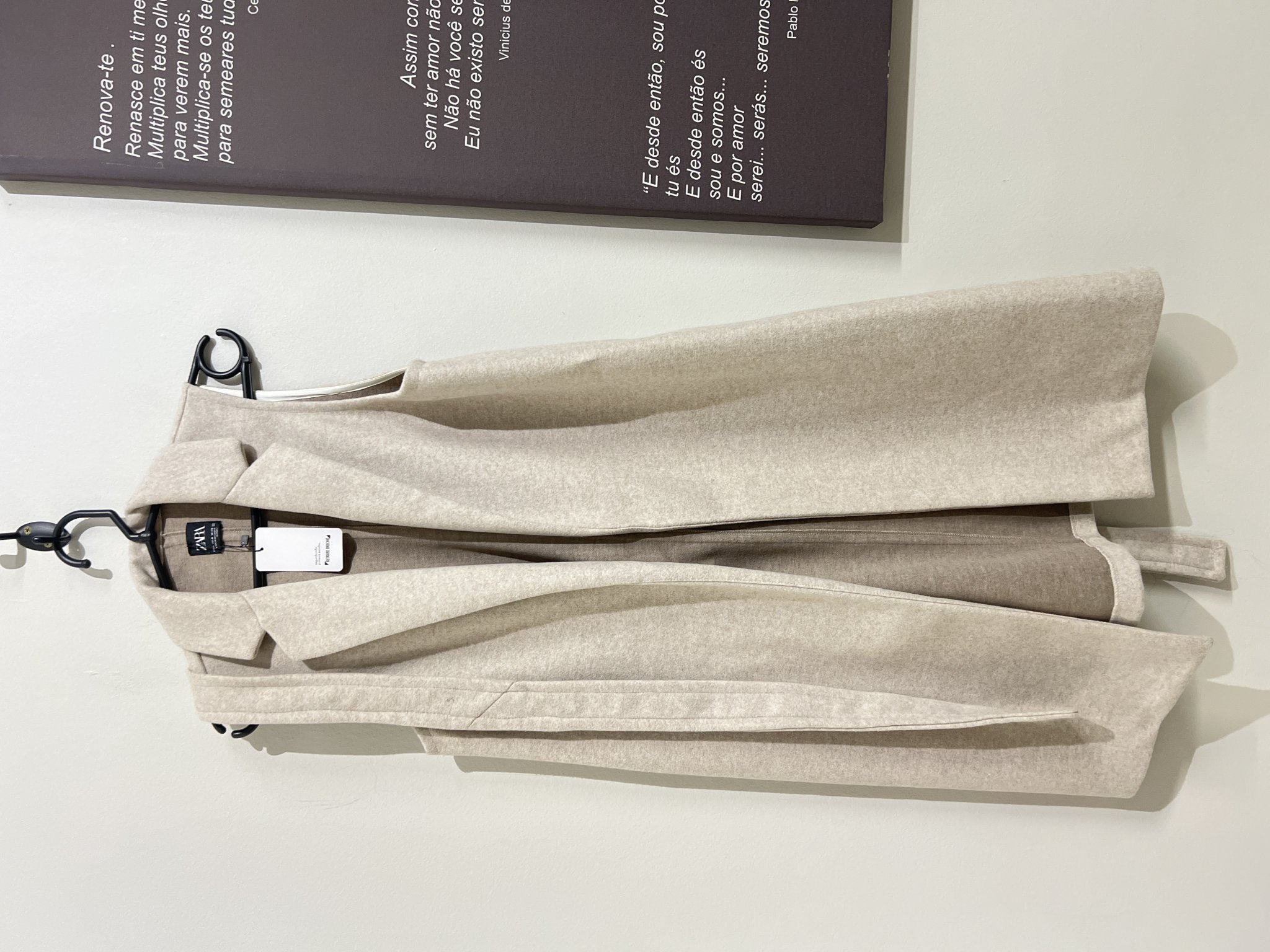 Maxicolete off white rajado c/cinto faixa Zara - M