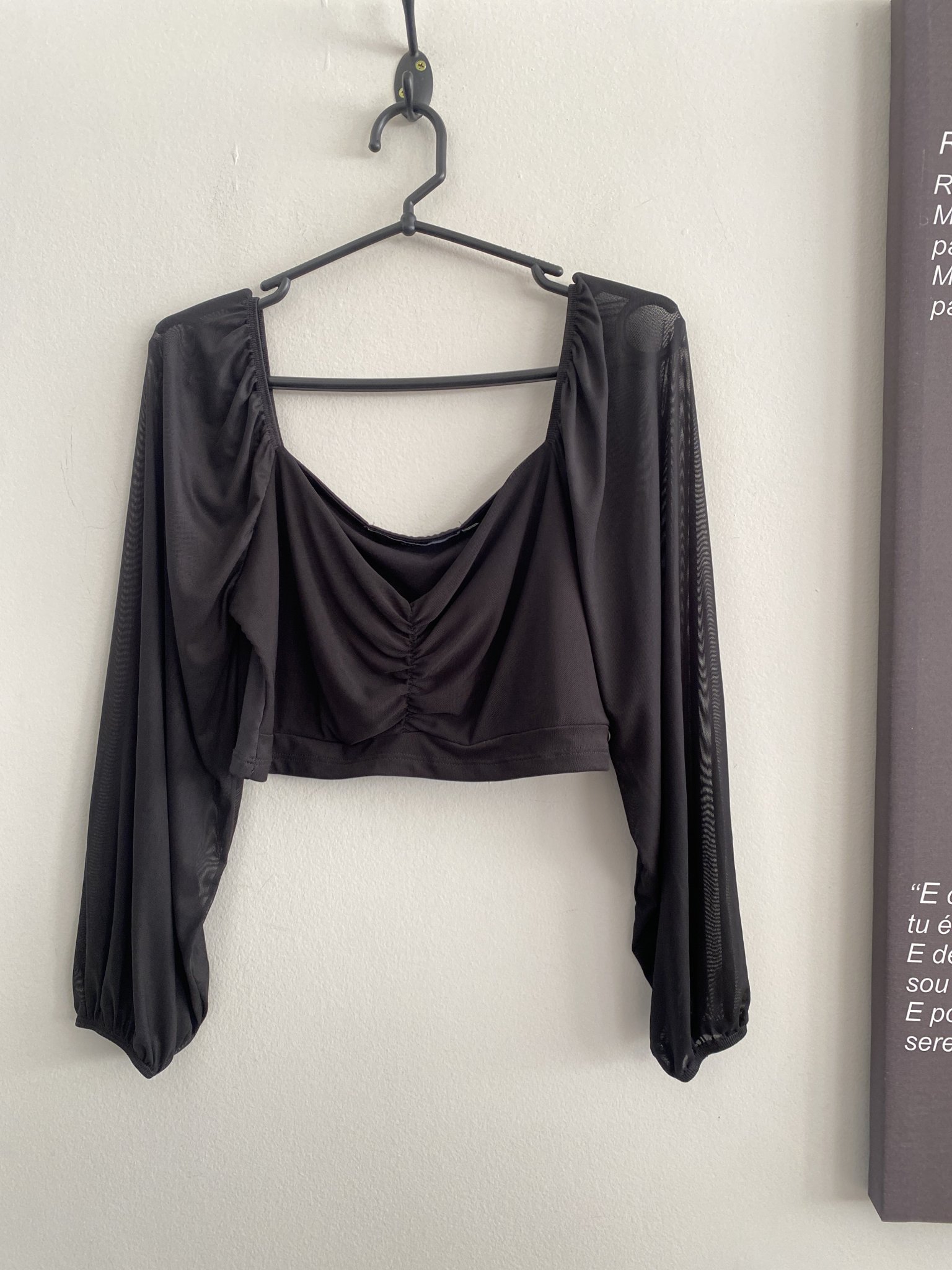 Cropped preto m/longa em tule Youcom - G
