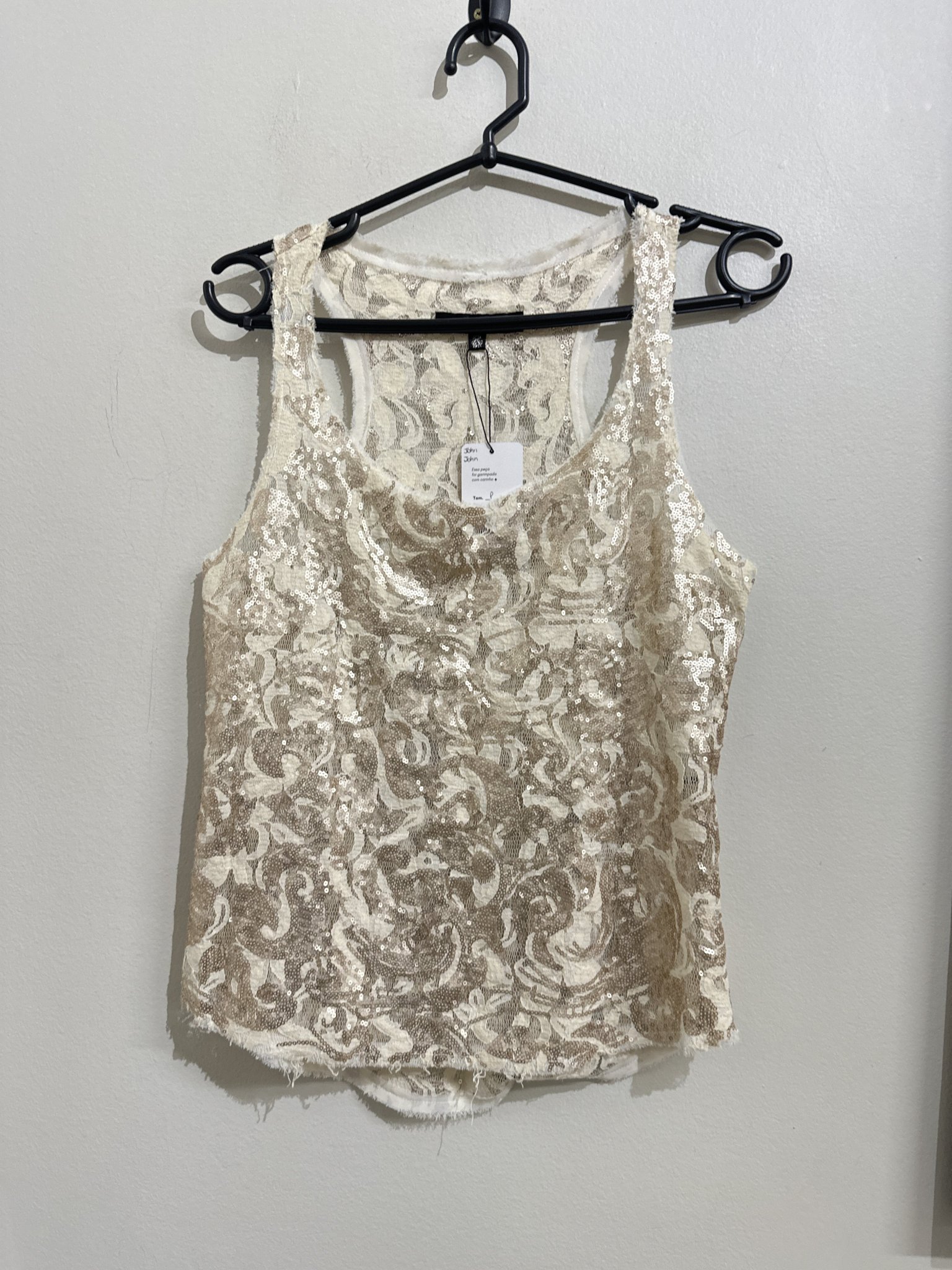 Blusa regata de paete champagne John John - P
