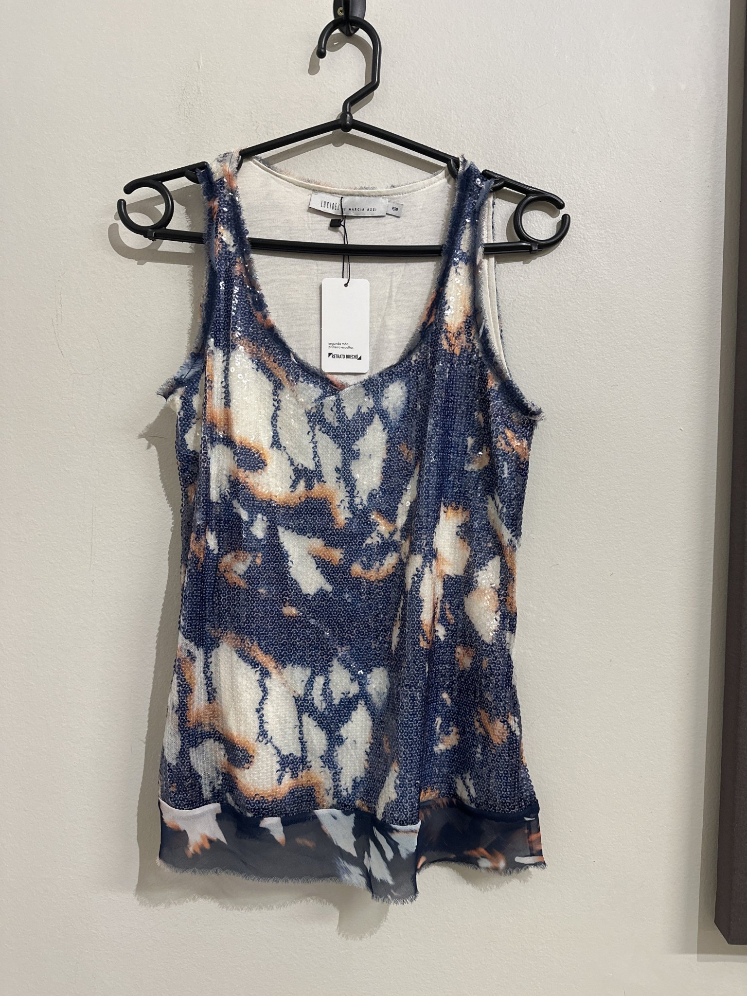 Blusa regata de paete azul Lucidez - P
