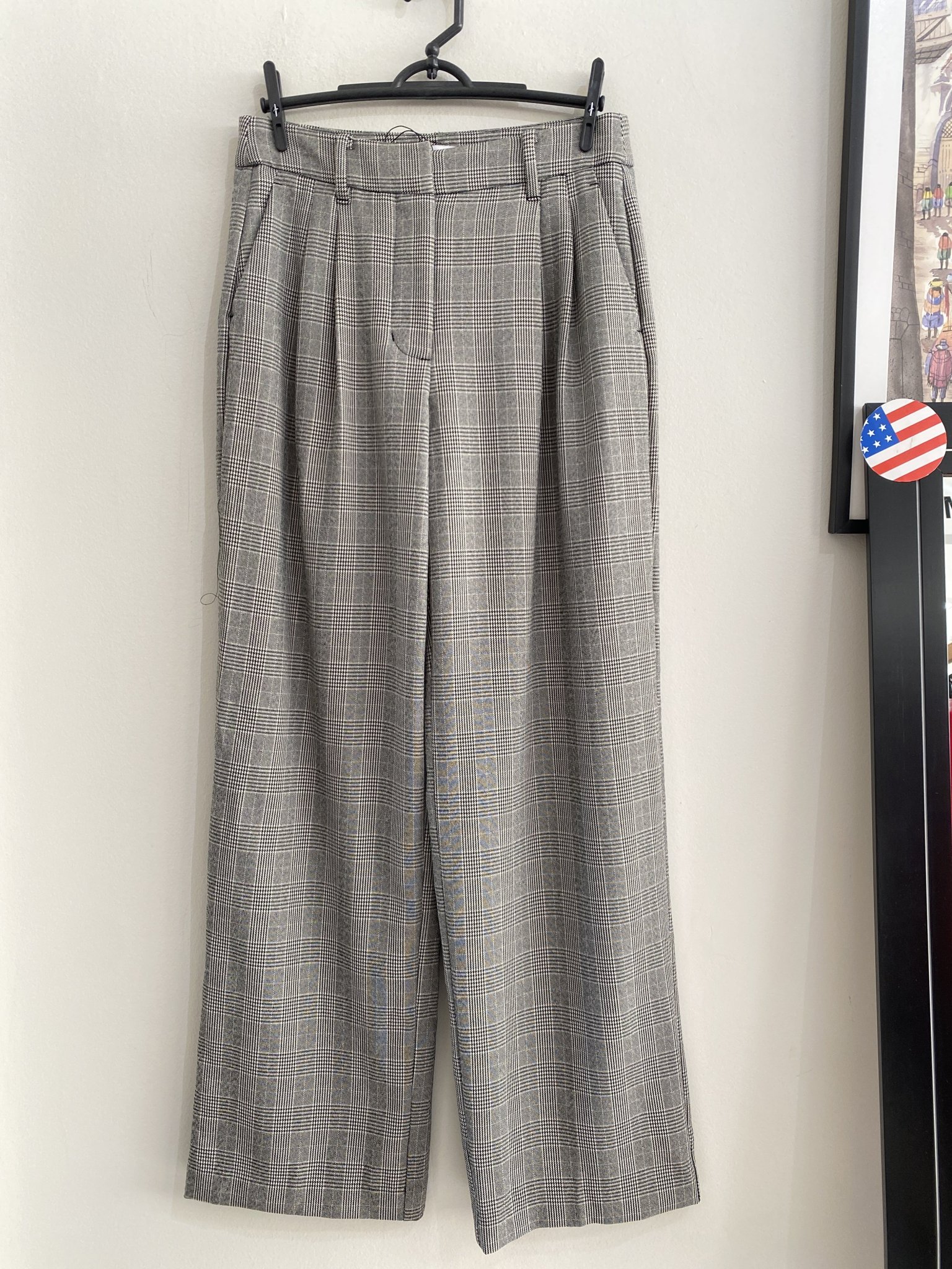 Calça pantalona mix de xadrez P&B Nine West - M