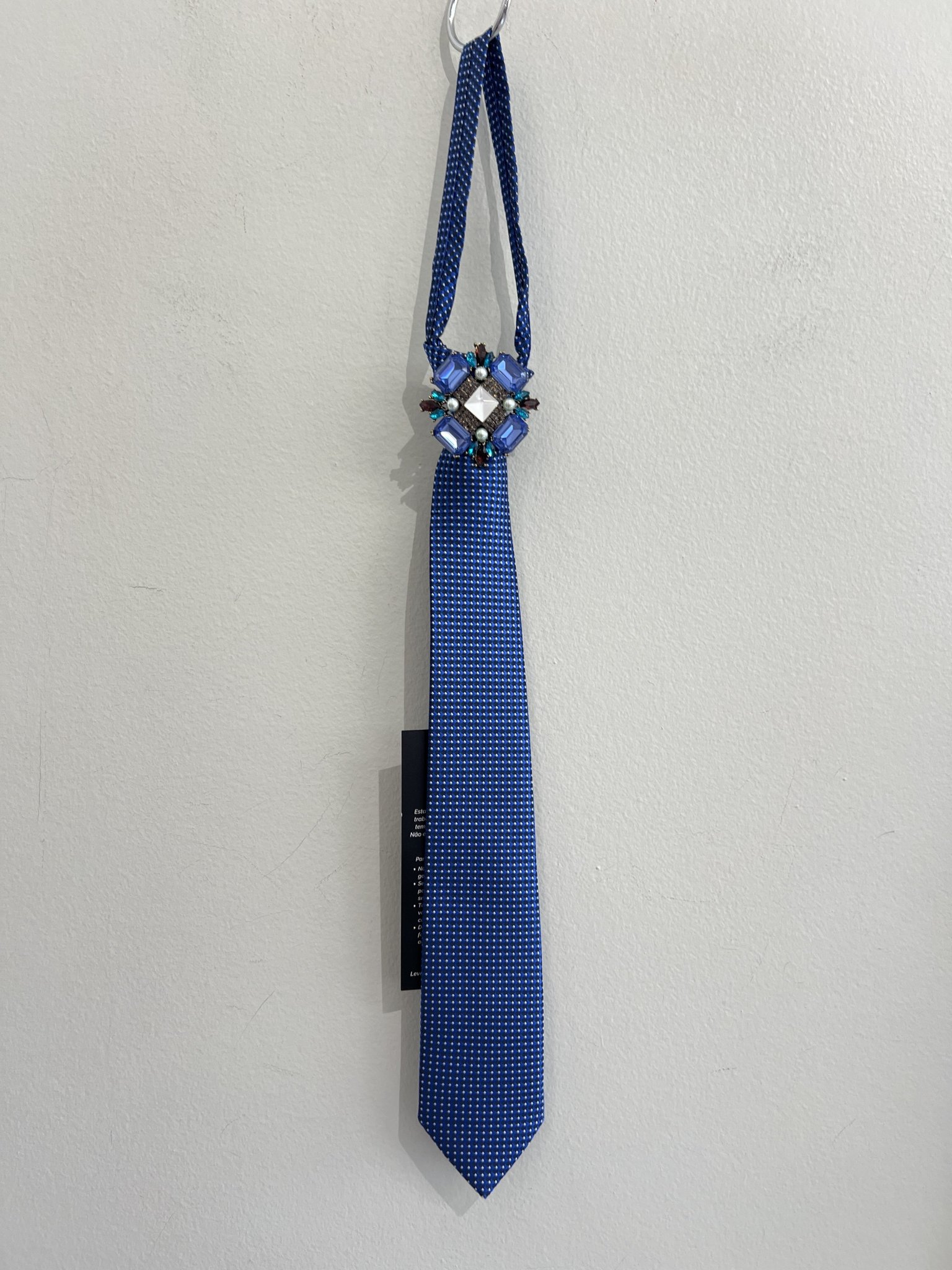 Gravata slim azul pontilhado