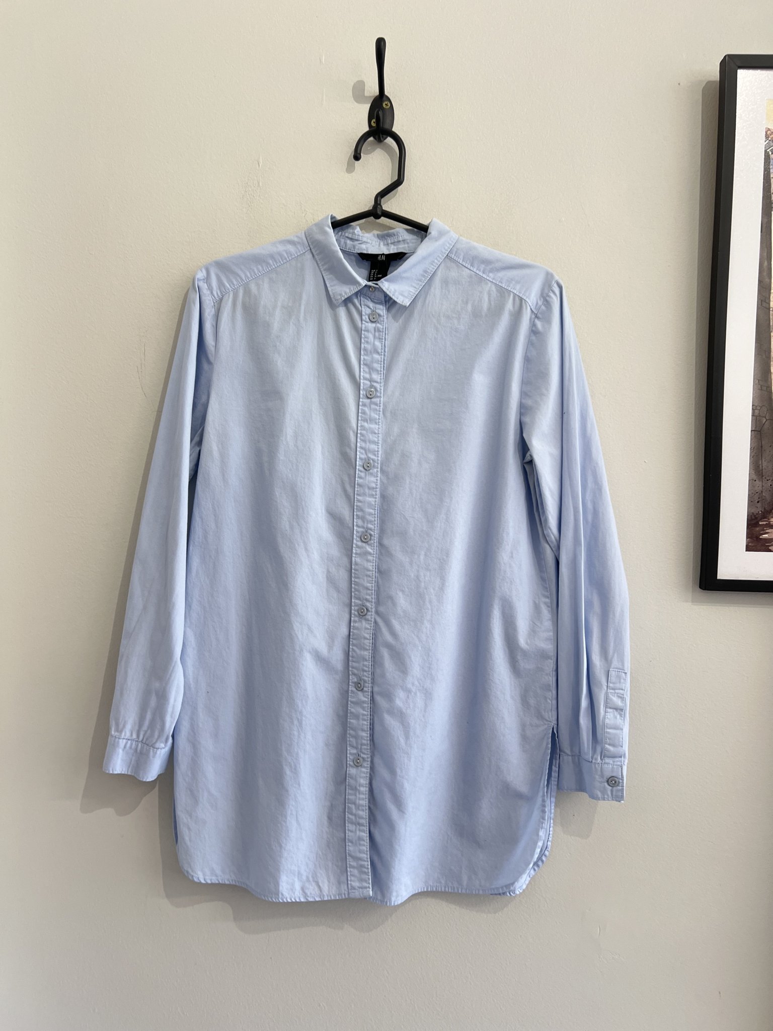 Camisa azul m/longa H&M de algodão  - 36