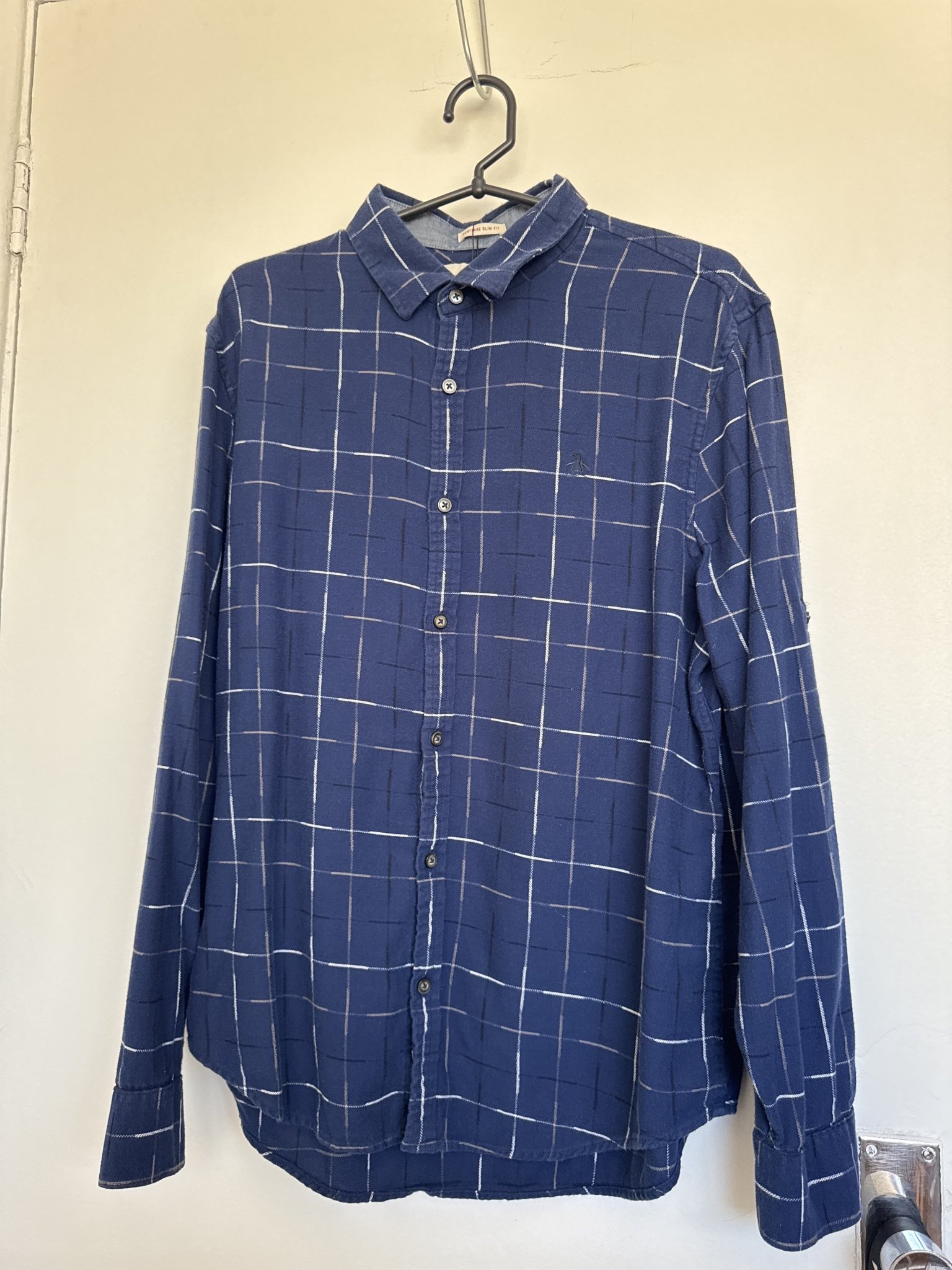 Camisa quadriculada azul escuro m/longa Penguin - G