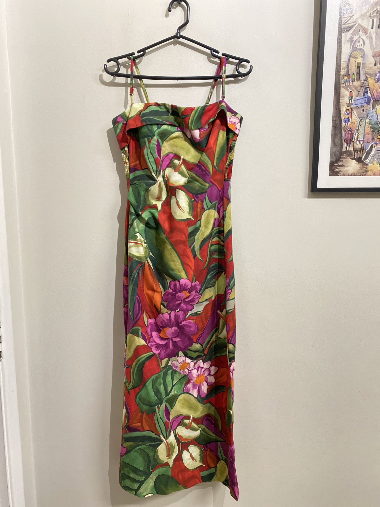 Vestido longo de alçinha estampa floral Farm - P