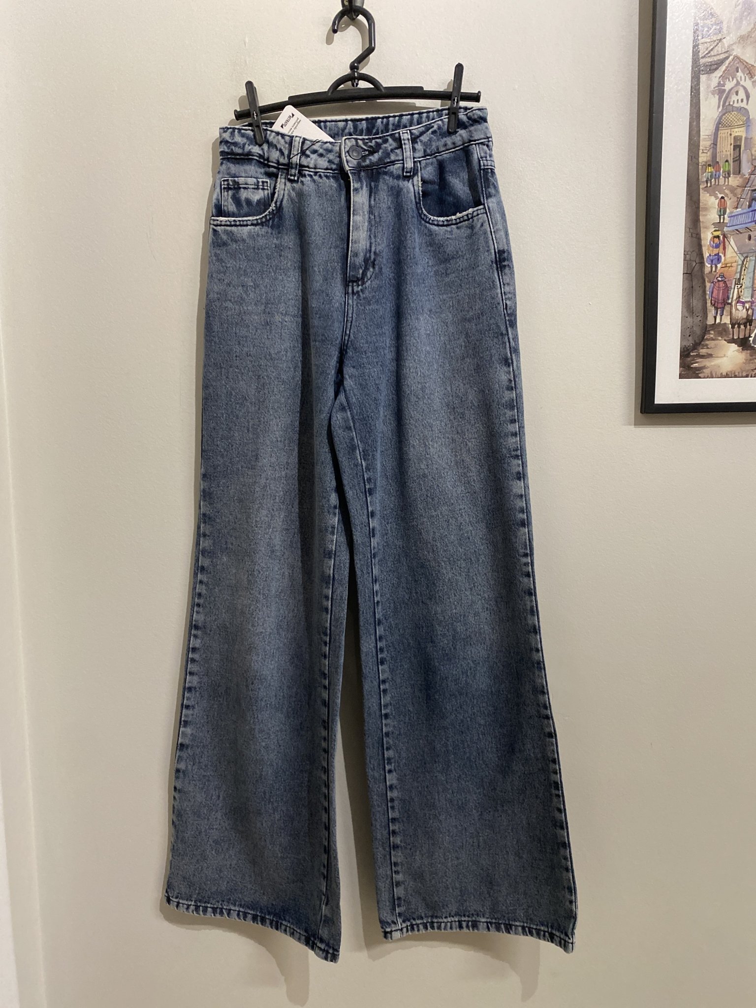 Calça jeans pantalona preta mescla Sawary - 36