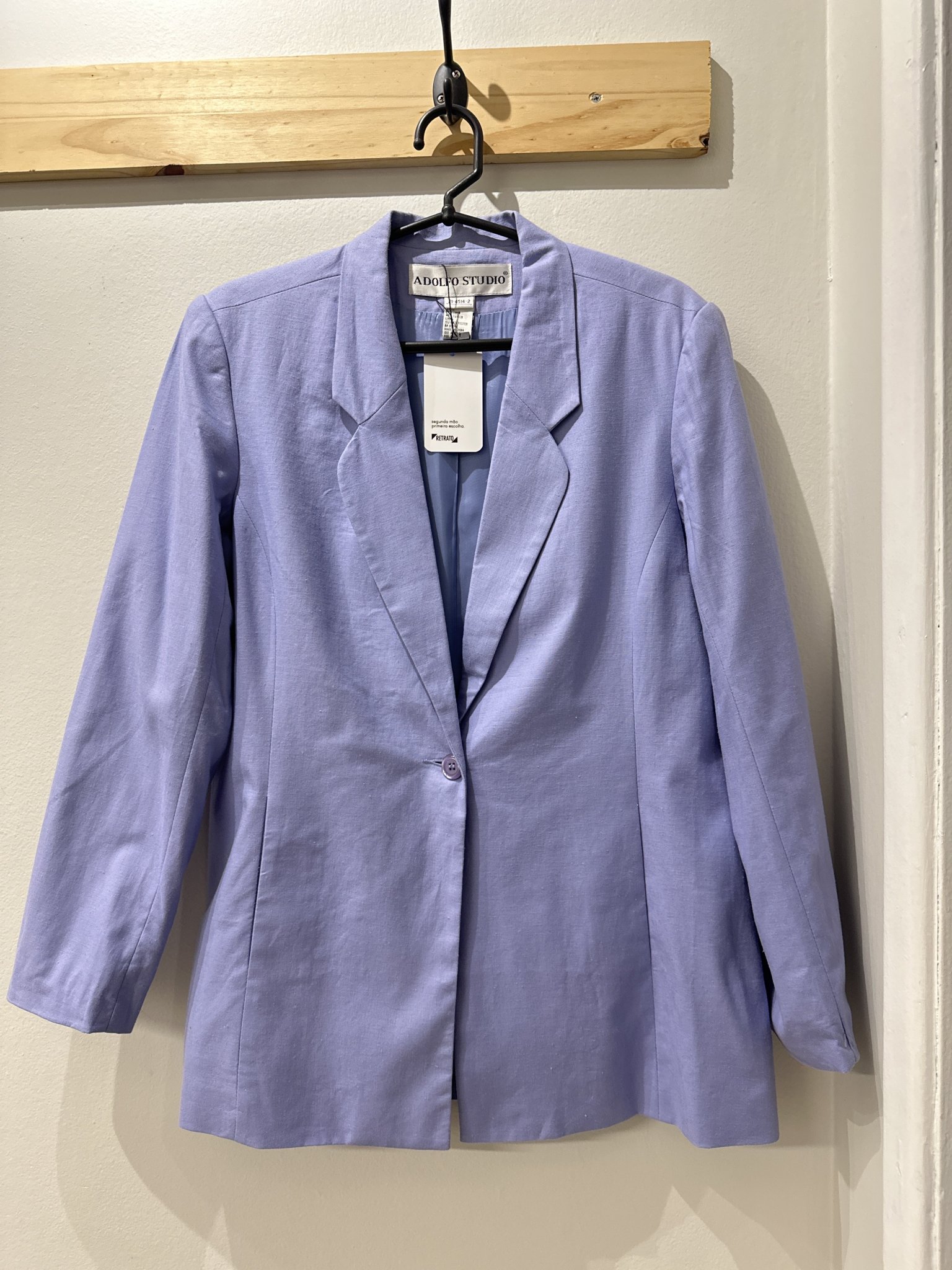 Blazer lilas fecho de um botão Adolfo Studio de linho e algodão - 42