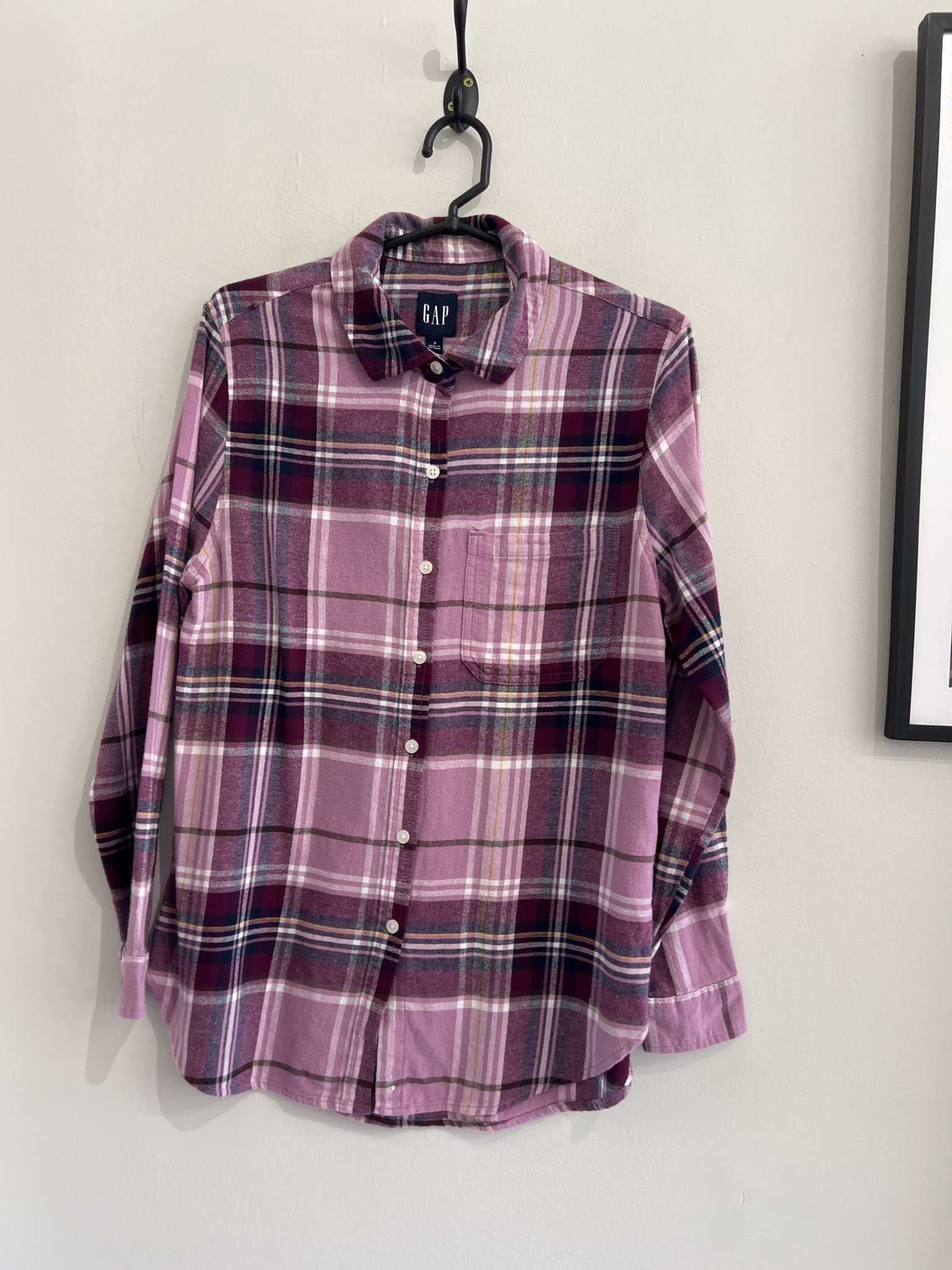 Camisa xadrez lilas e roxo manga longa Gap - P