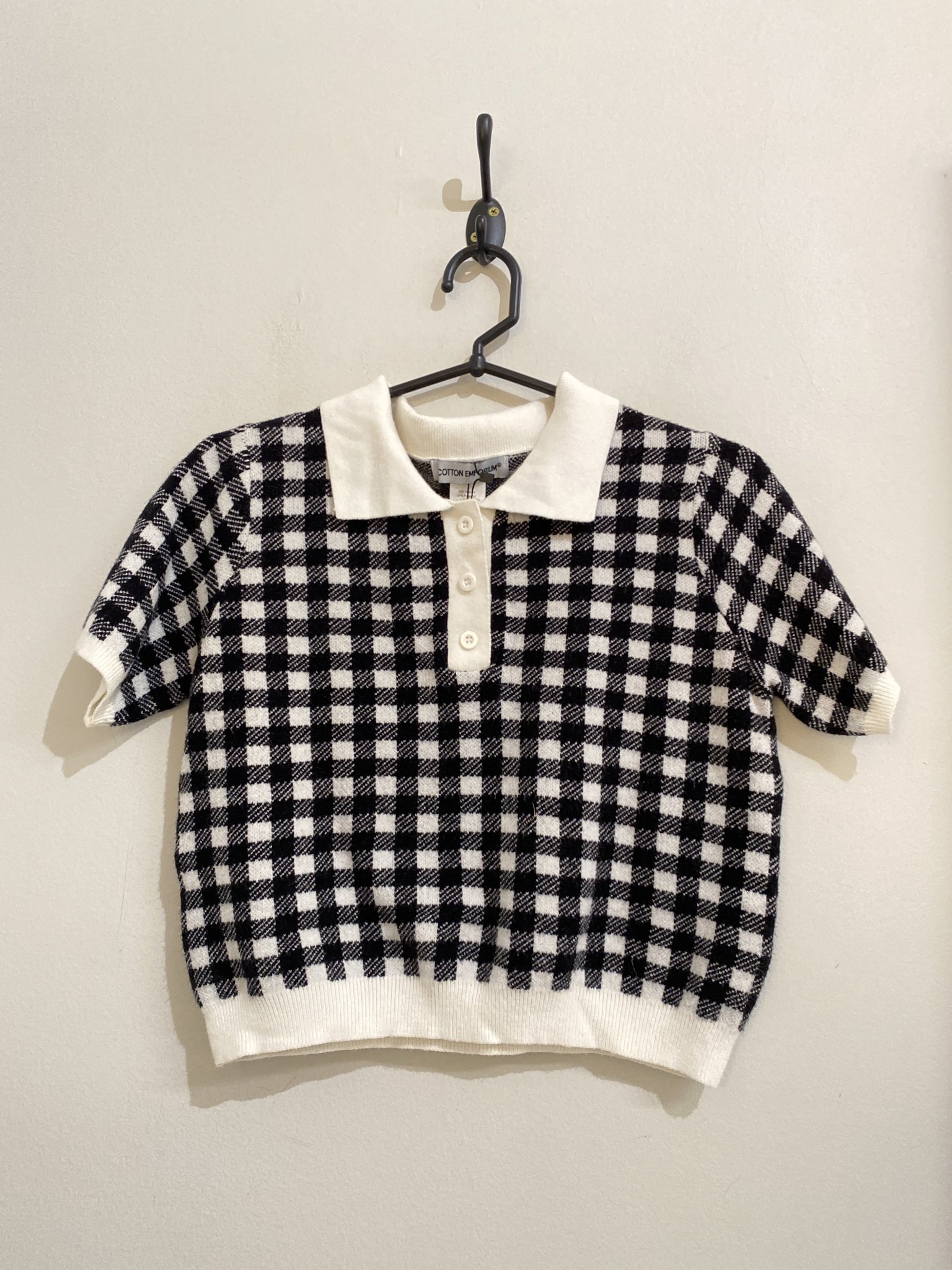 Blusa curta quadriculada P&B m/curta Cotton Emporium - M