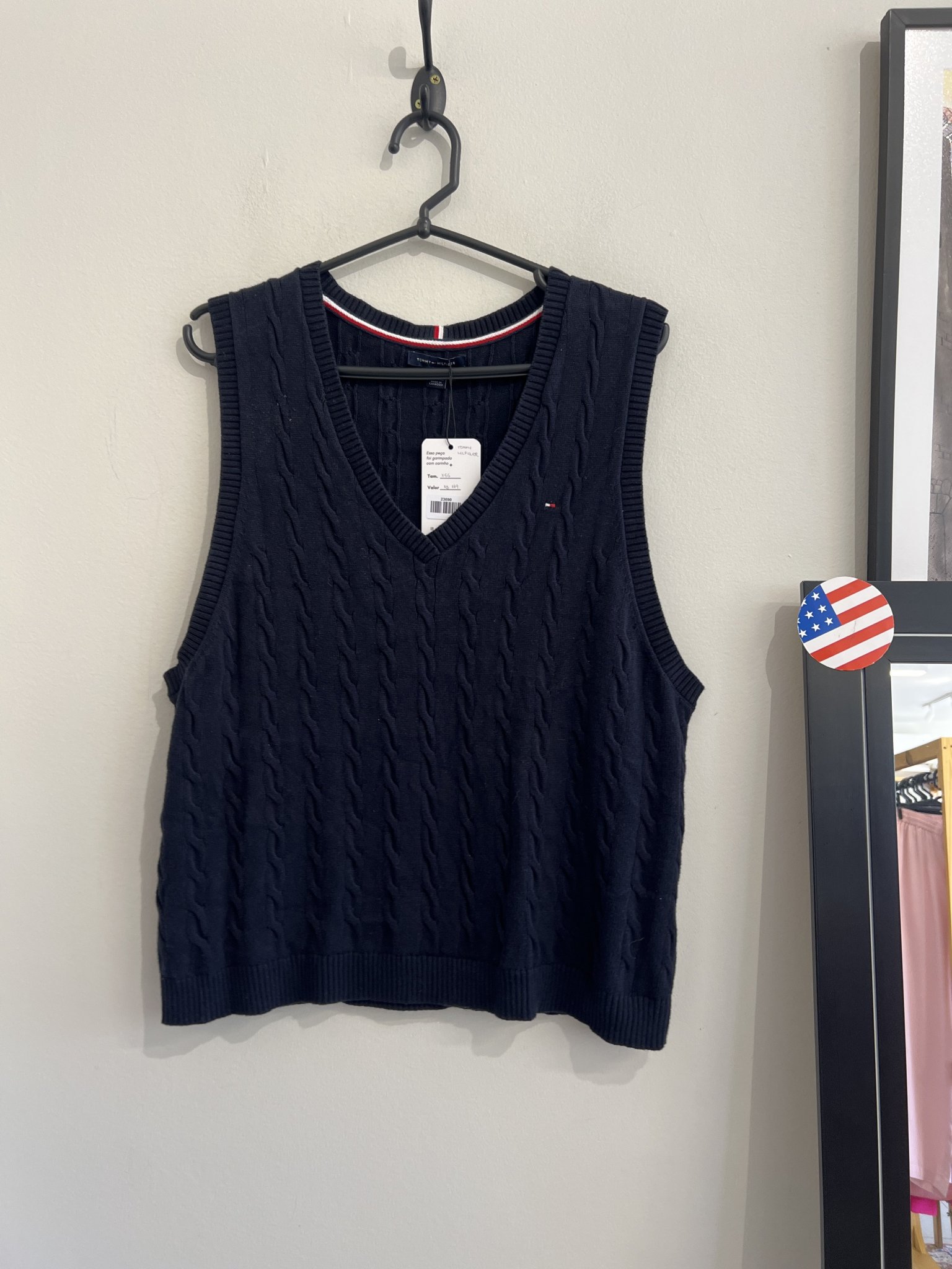 Colete pullover azul marinho de tricô Tommy Hilfiger - XGG azul, azul-marinho tamanho XGG - foto principal
