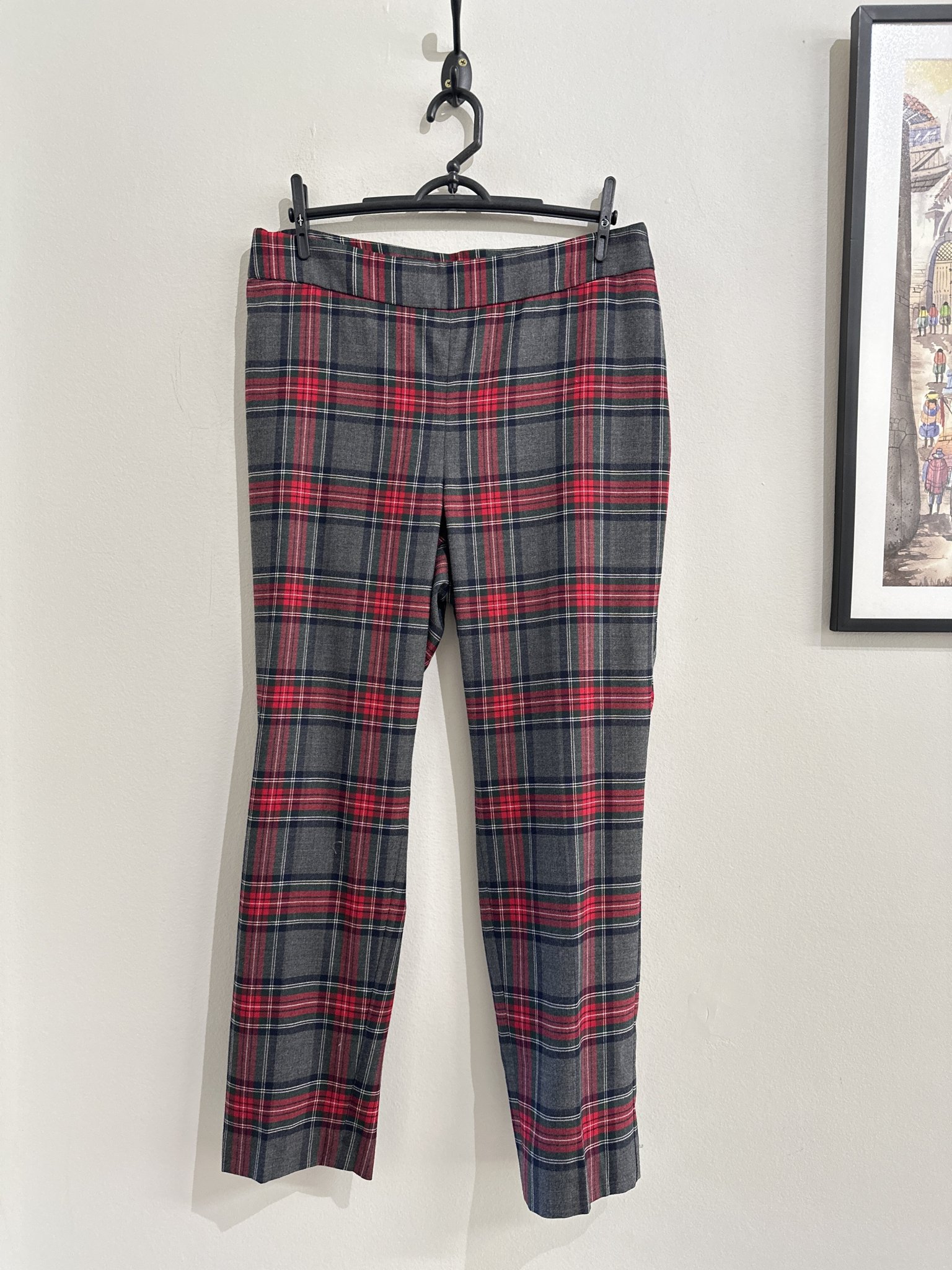 Calça social xadrez vermelho, cinza e verde Talbots - P