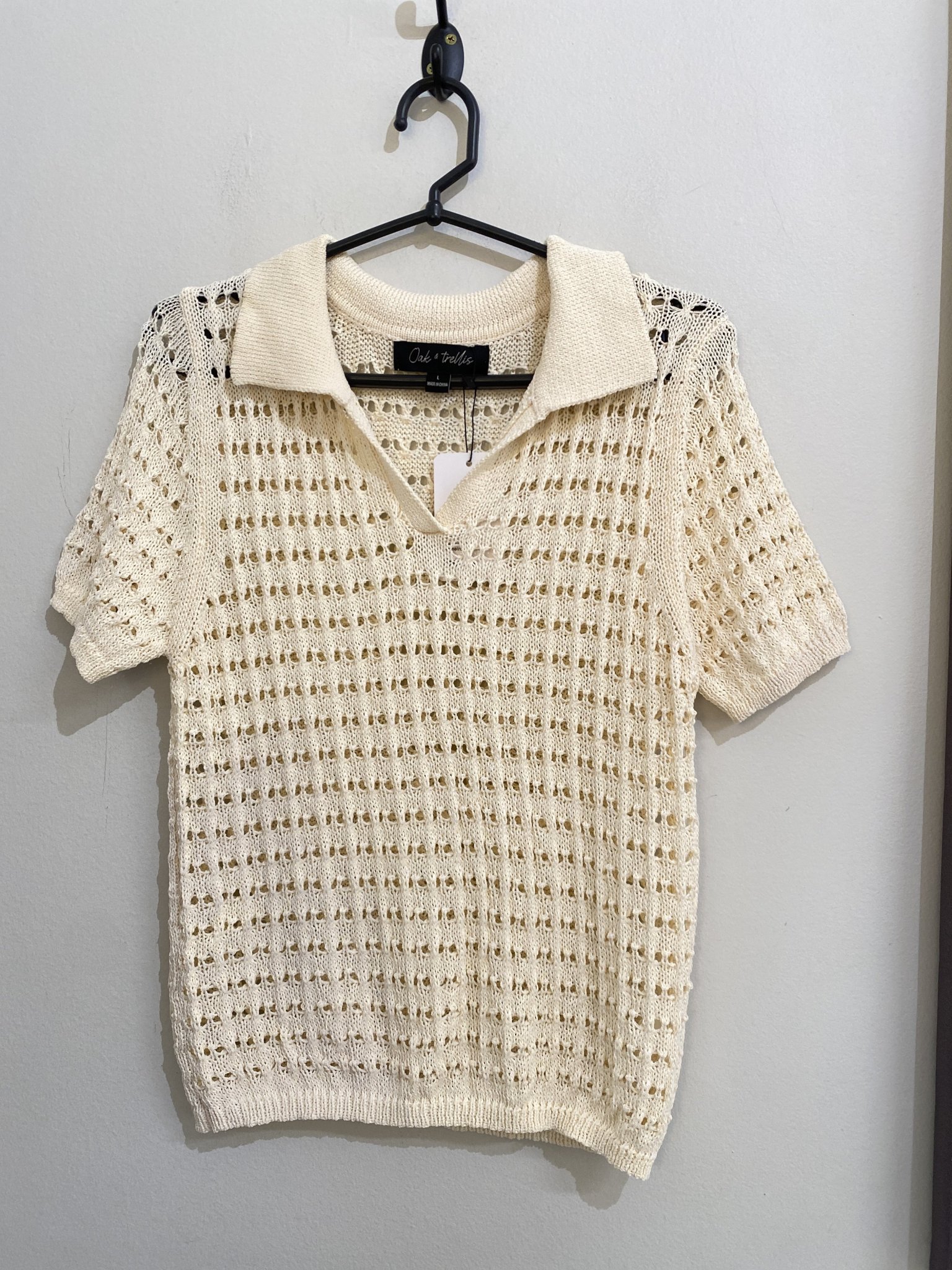 Blusa off white m/curta de tricot Oak & Trellis - G