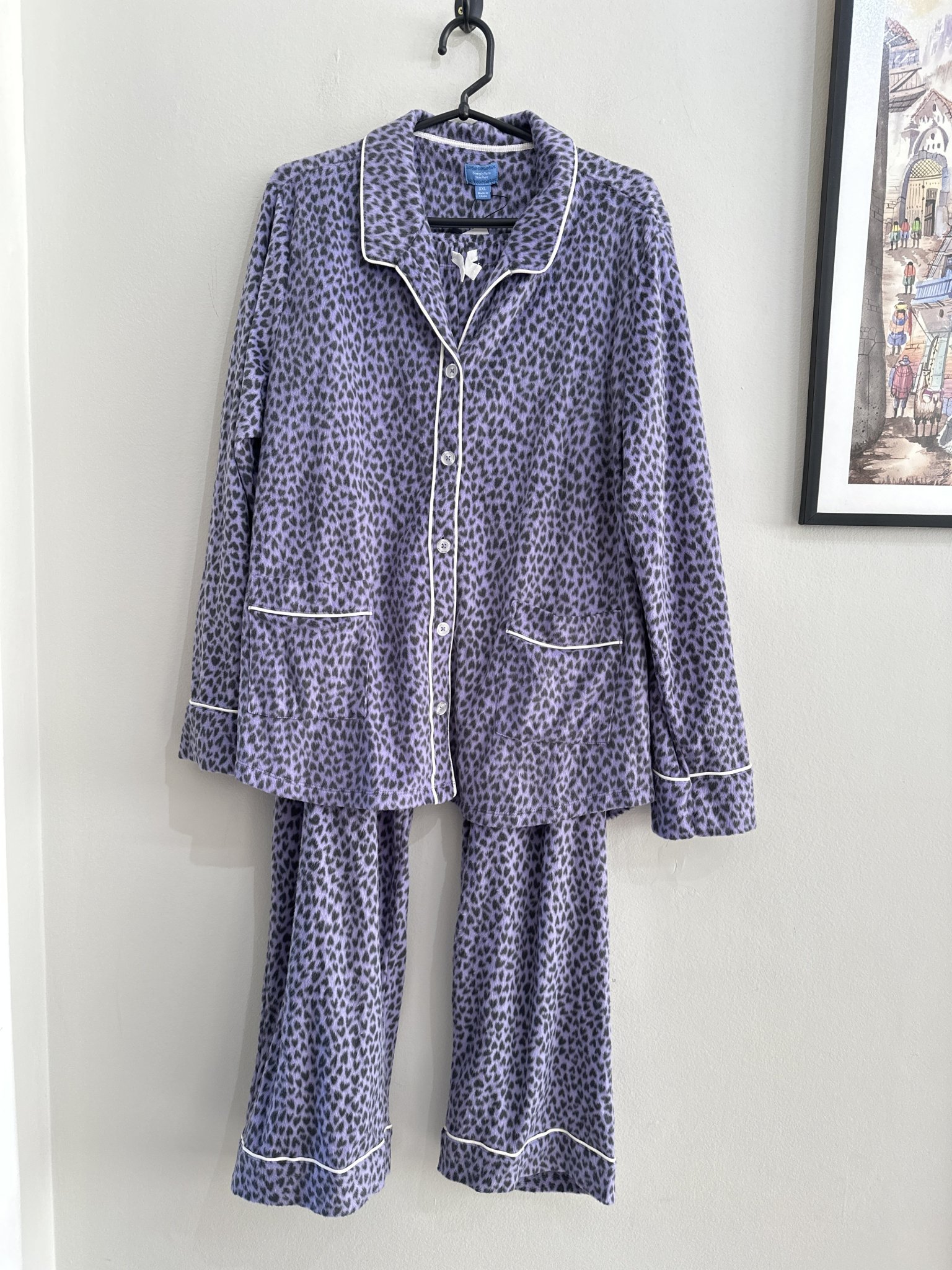 Pijama roxo animal print camisa m/longa e calça Vera Wang - GG