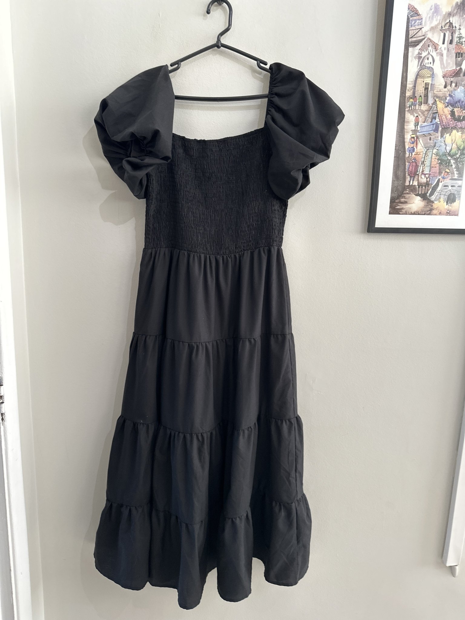 Vestido longo preto saia 3 marias m/curta Pretty Garden - G