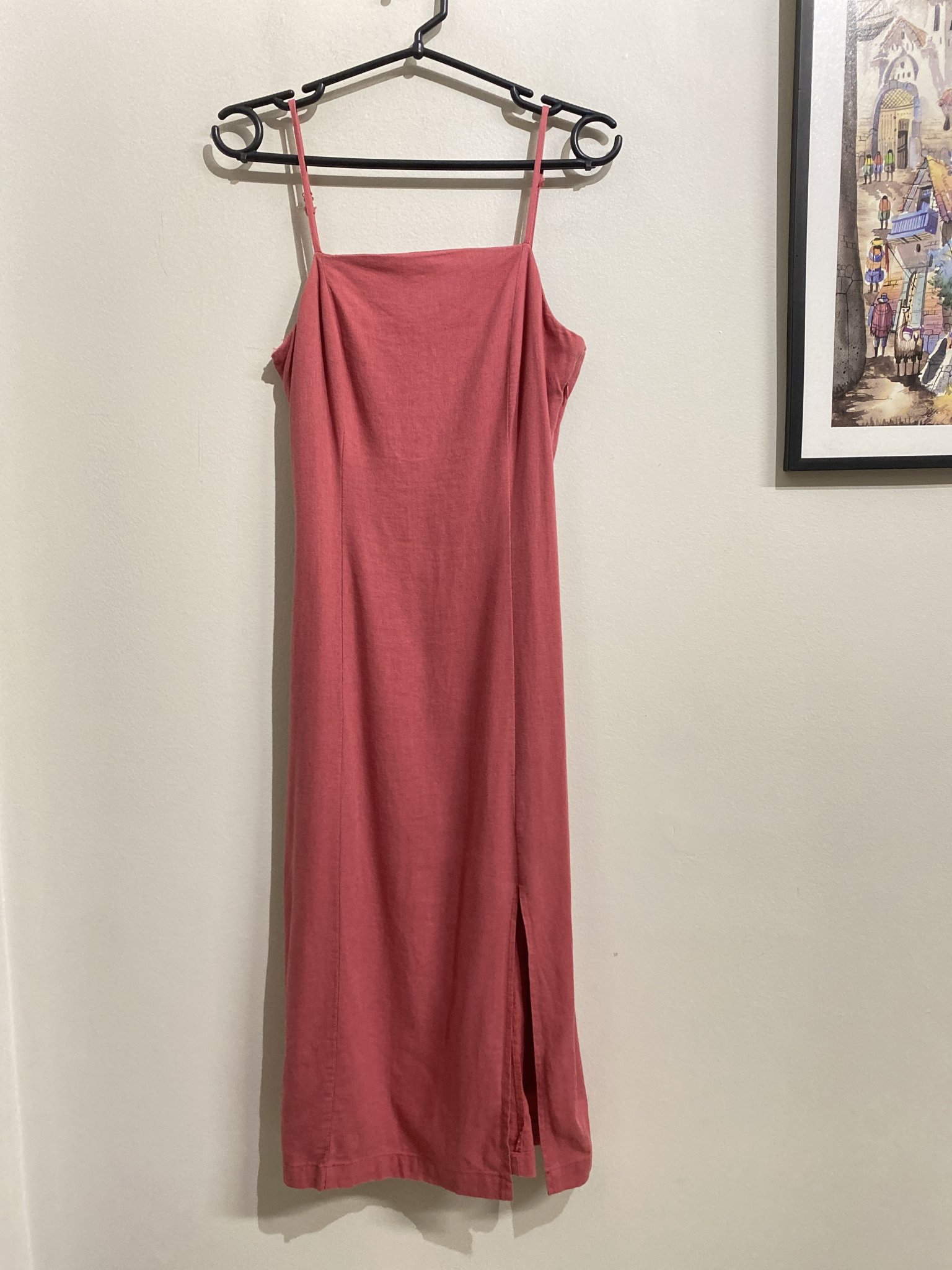 Vestido longo de alçinha goiaba de linho Hering - 36