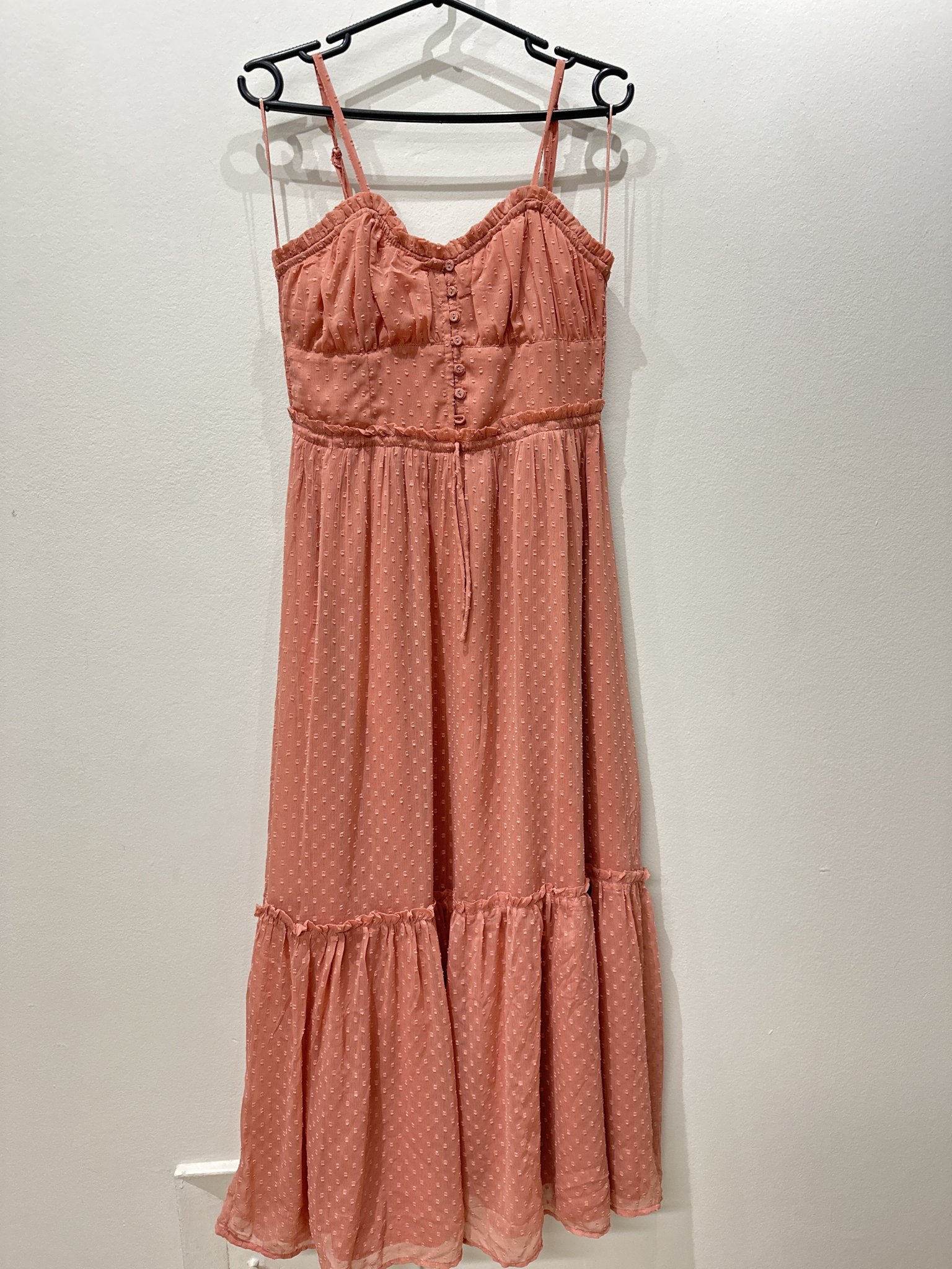 Vestido longo goiaba de botçoes e alçinha Patrons of Peae - M