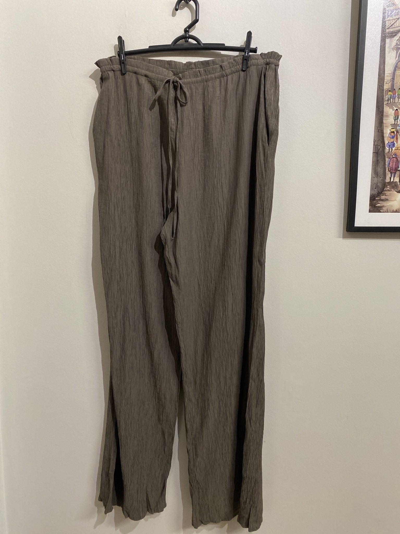 Calça pantalona cinza texturizada de cintura regulavel Zara - GG