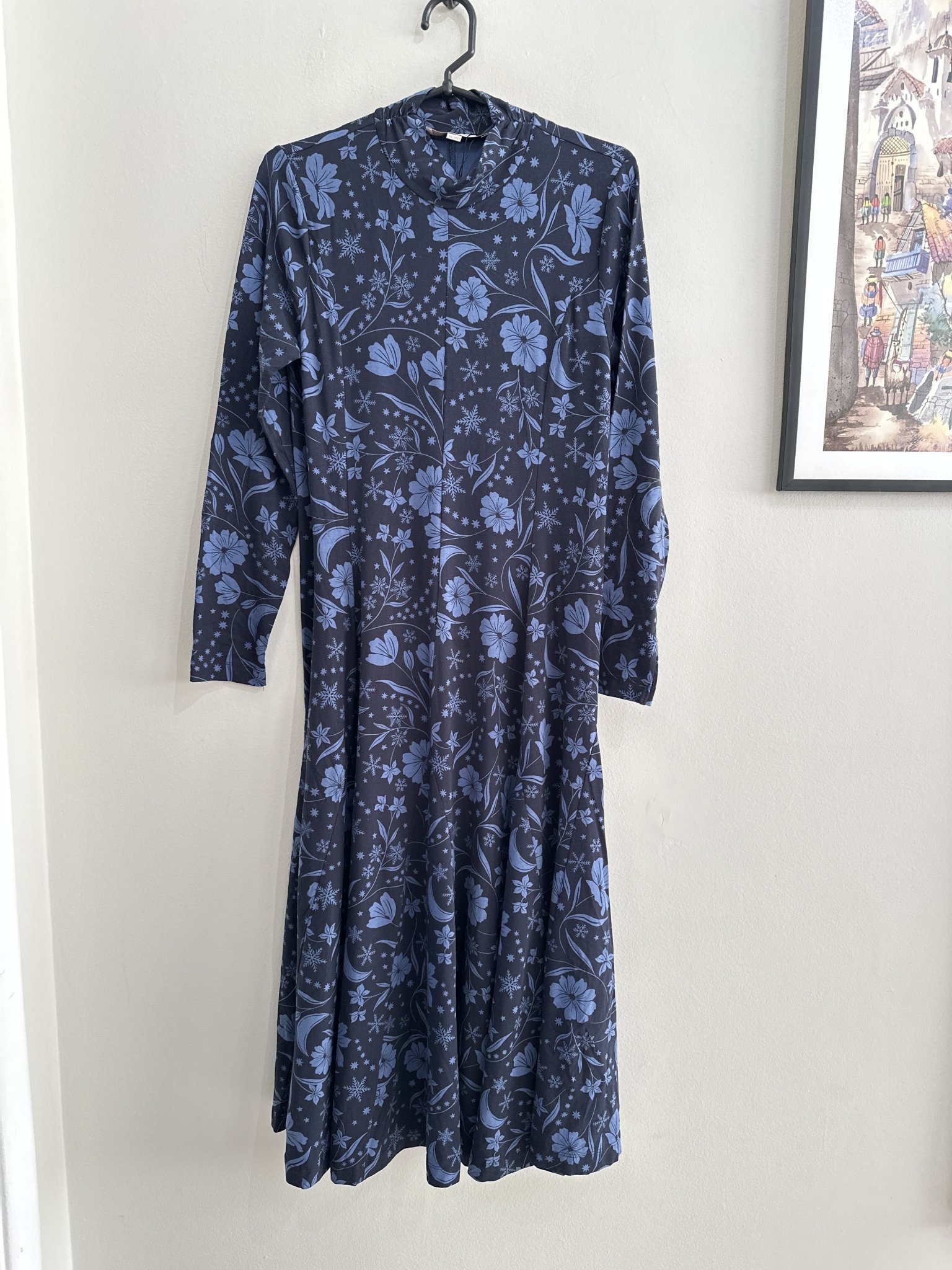 Vestido longo azul escuro estampa floral m/longa Loft - M