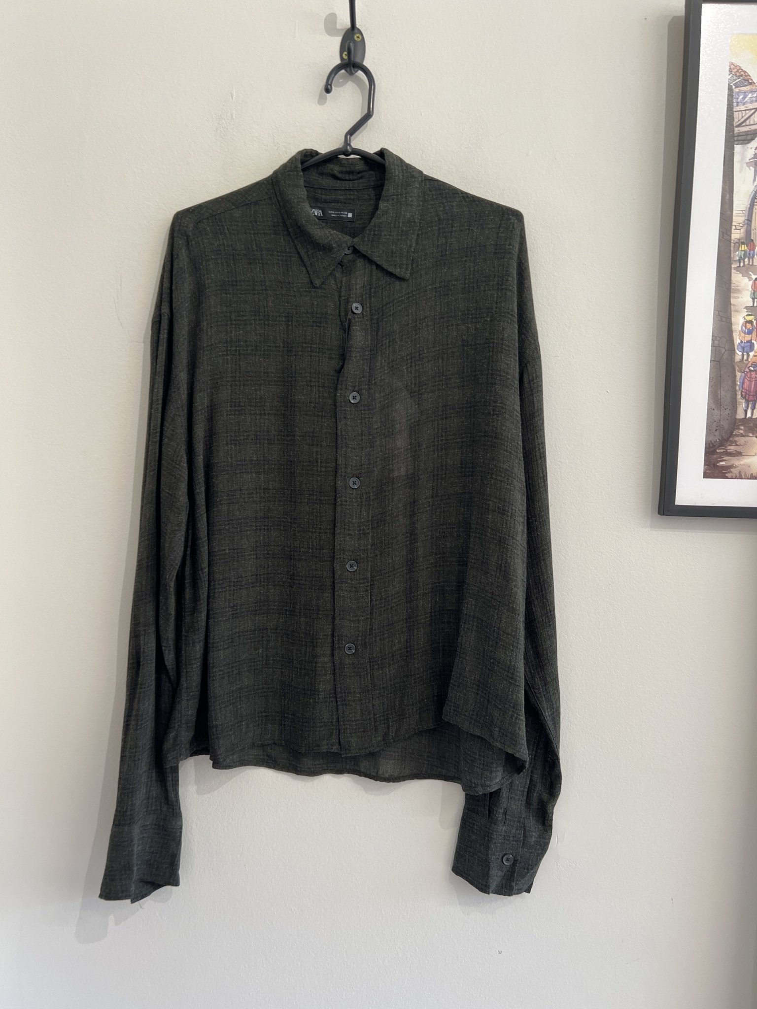 Camisa verde escuro m/longa Zara - P