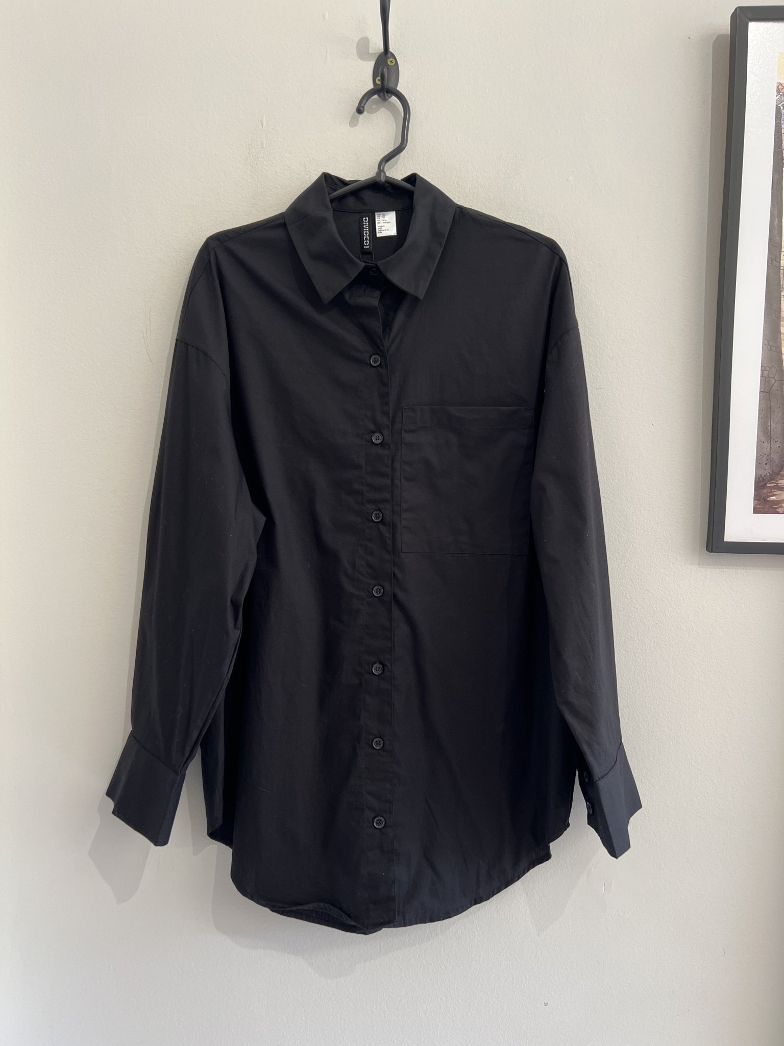 Camisa preta m/longa H&M de algodão - G
