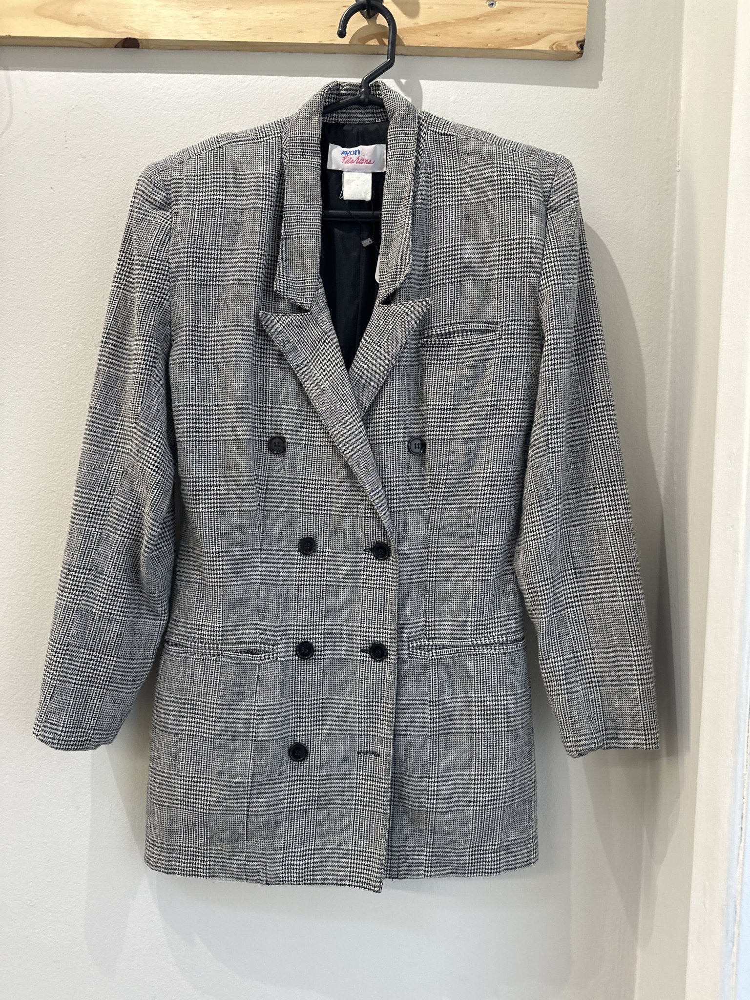 Blazer xadrez P&B de botões duplos Avon vintage - PP/P