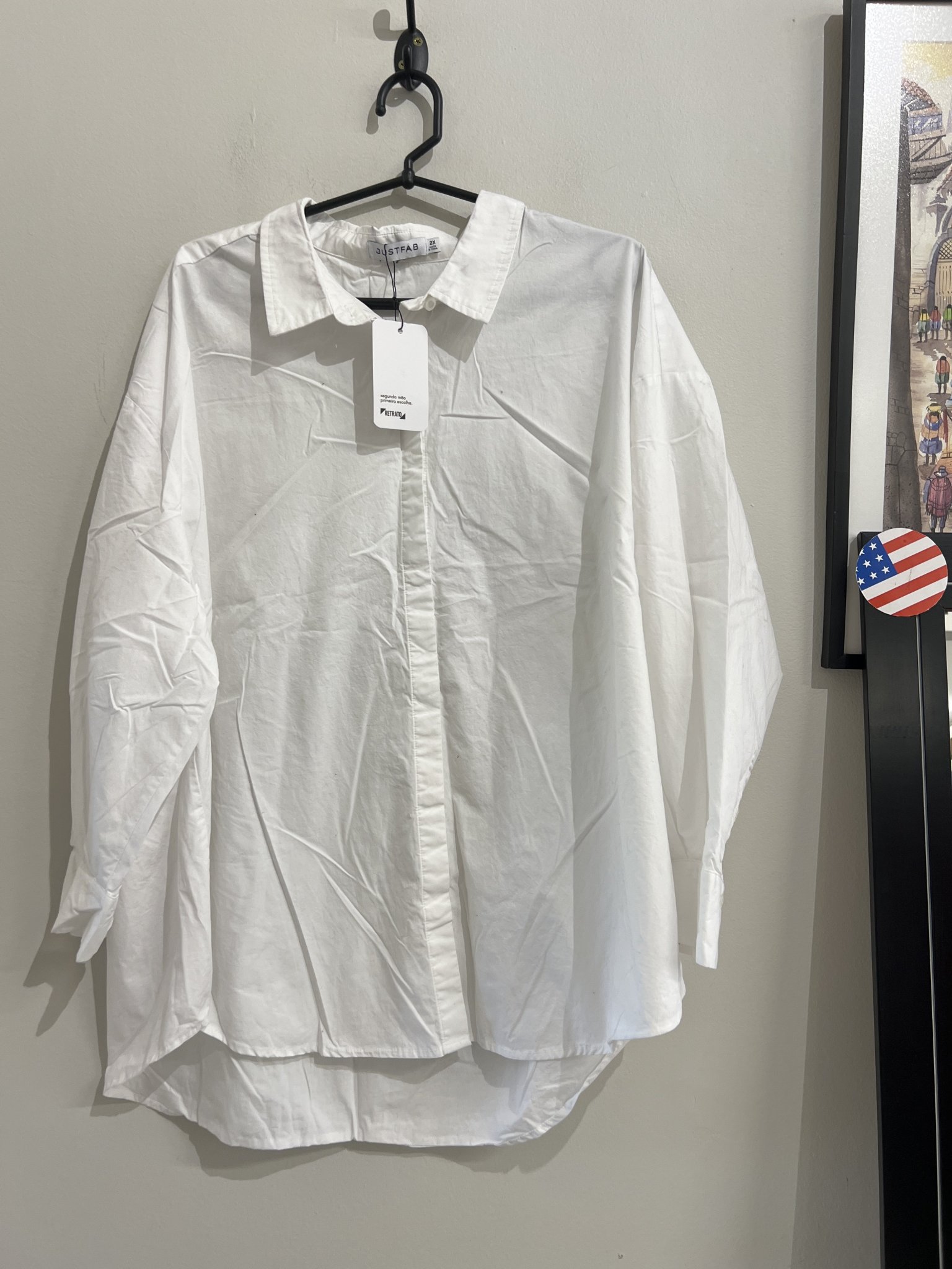 Camisa branca m/longa Justfab de algodão - GG