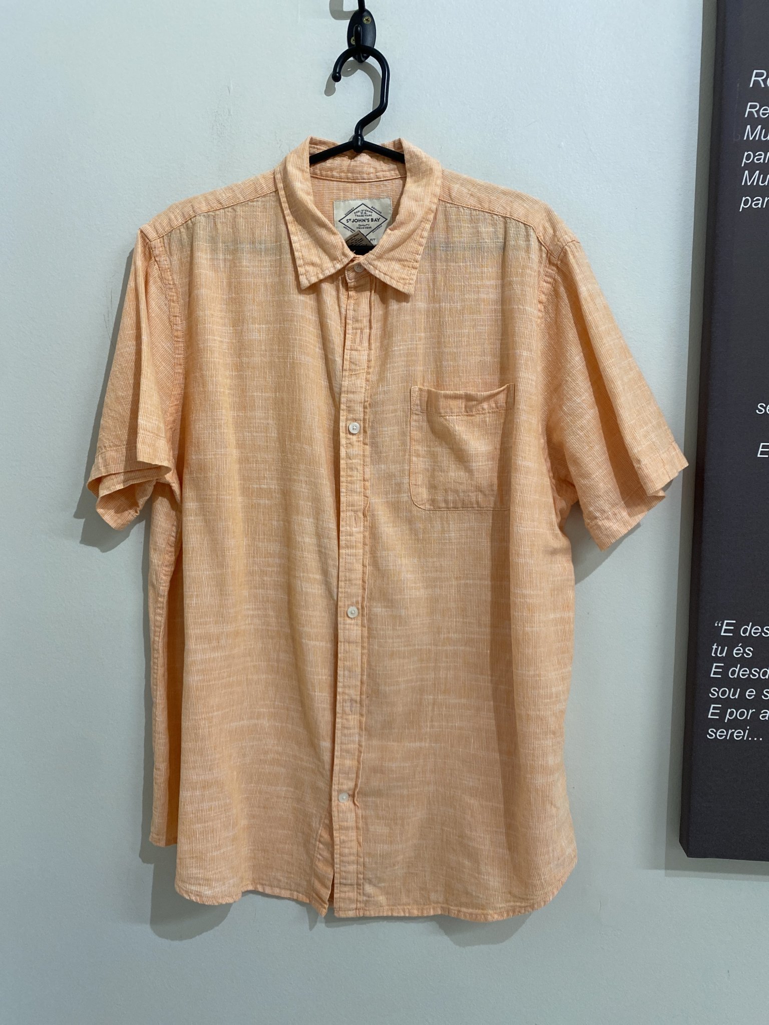 Camisa laranja m/curta St John´s Bay de linho e algodão - P/M/G