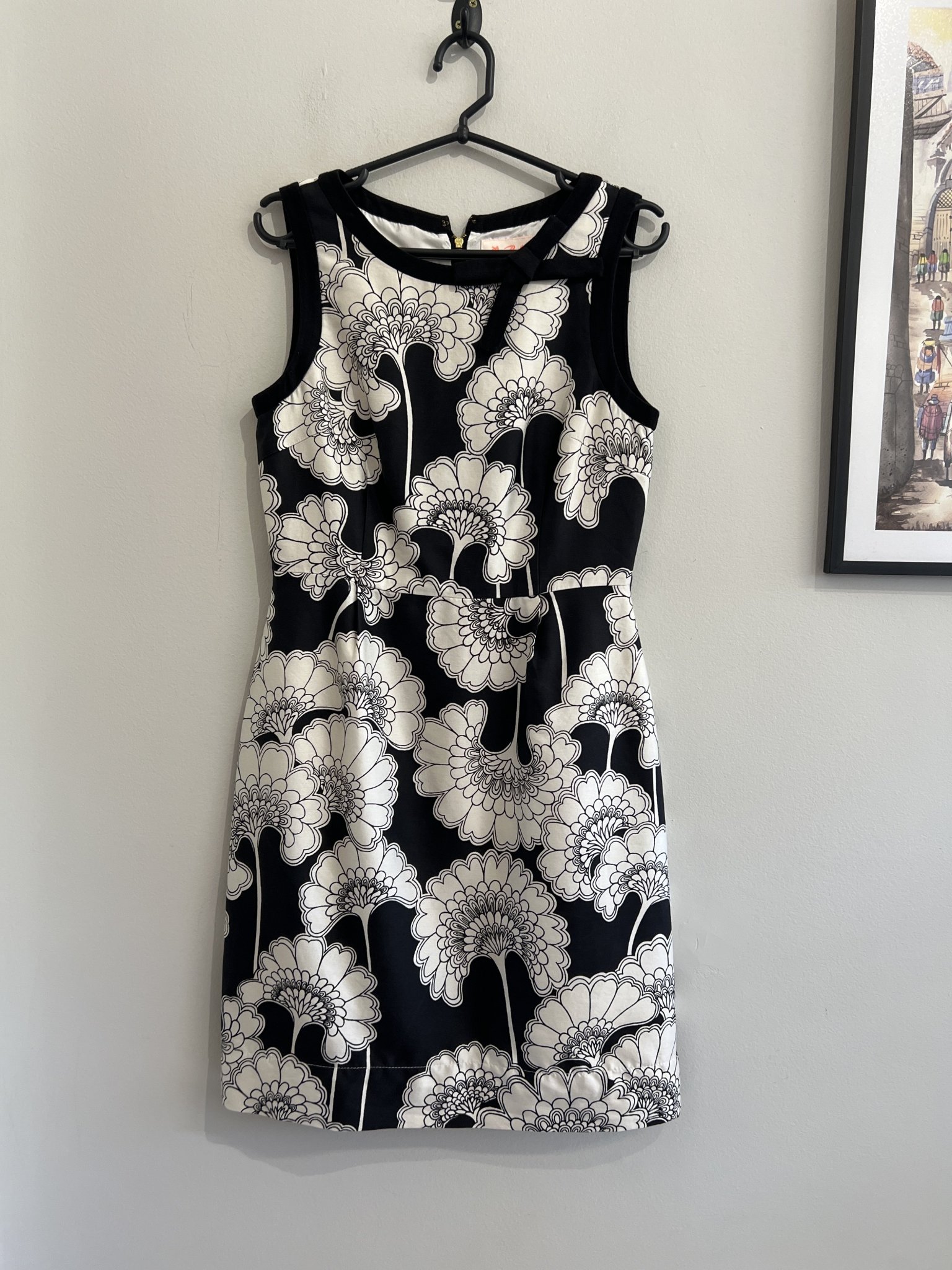 Vestido classico P&B floral Kate Spade - 38/40