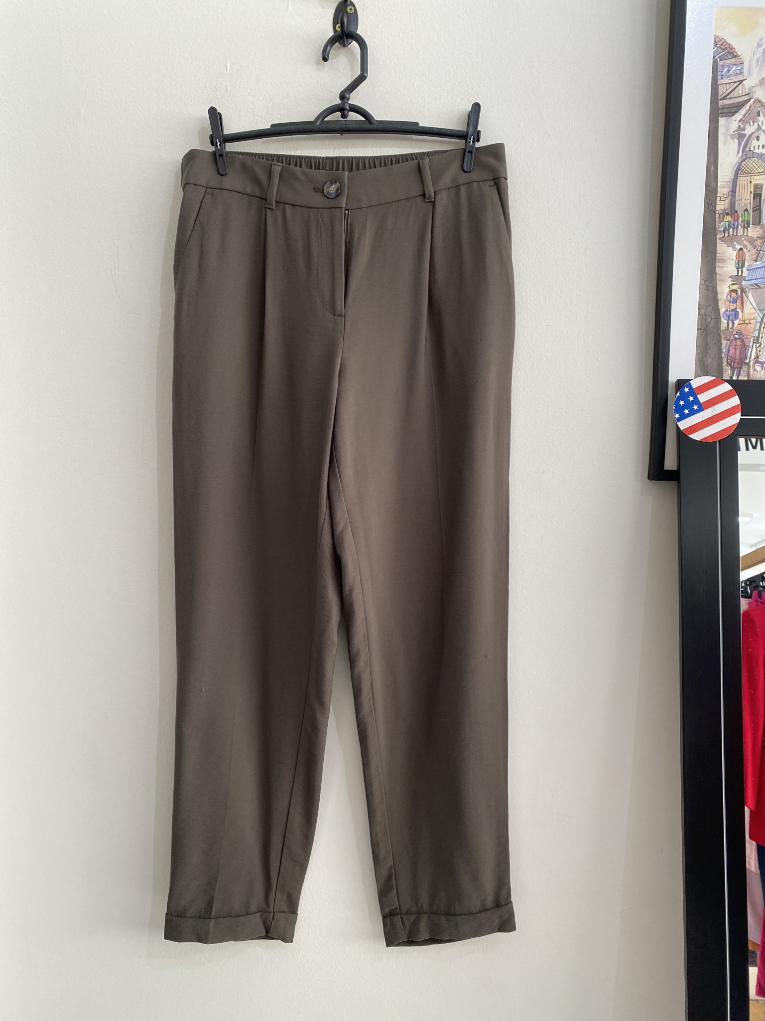 Calça verde oliva de cintura regulavel Loft - P