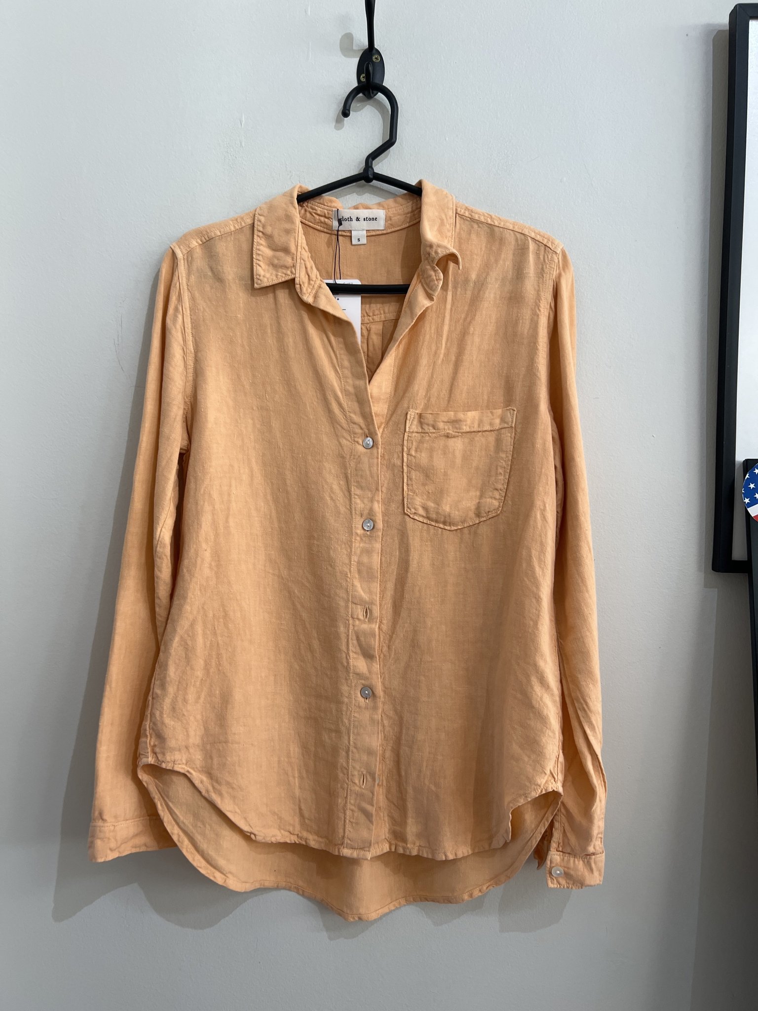 Camisa laranja m/longa Cloth & Stone de linho - P