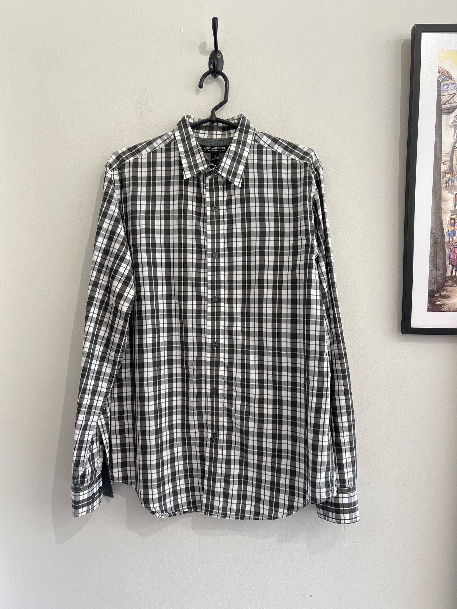 Camisa quadriculada P&B manga longa Banana Republic - M