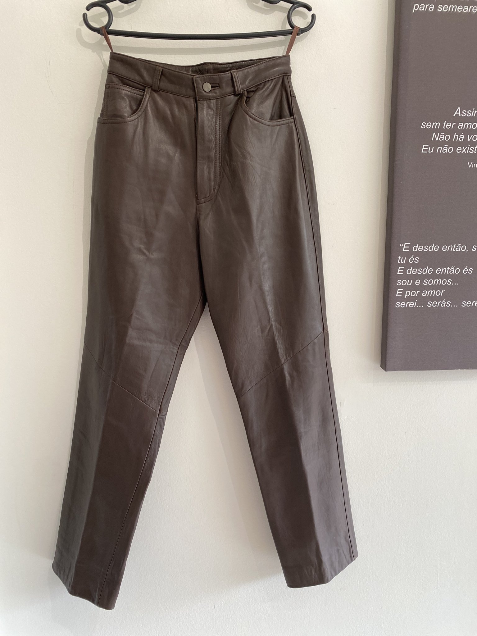 Calça de couro marrom Studio - 36