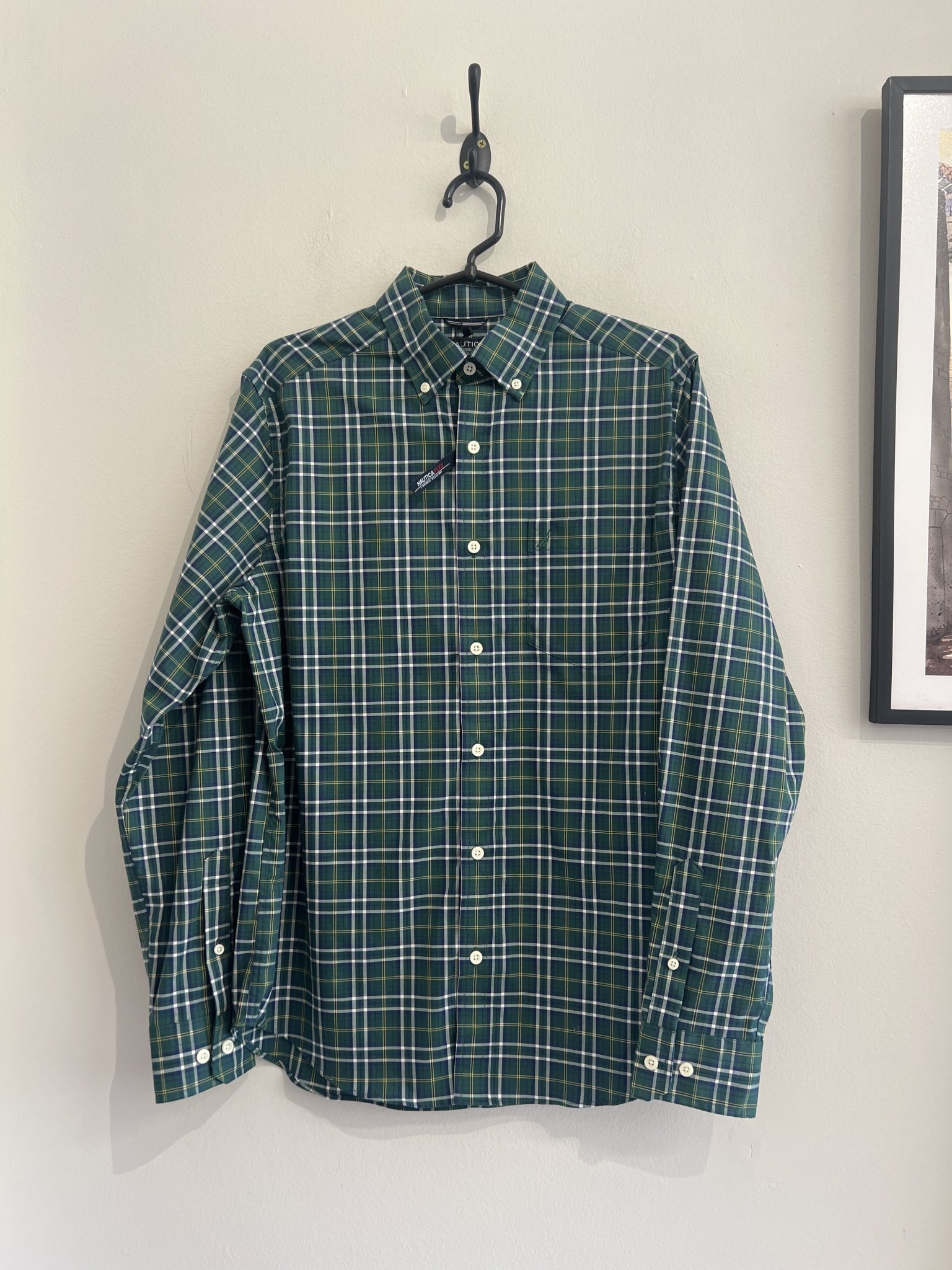 Camisa xadrez verde bandeira manga longa Nautica - P