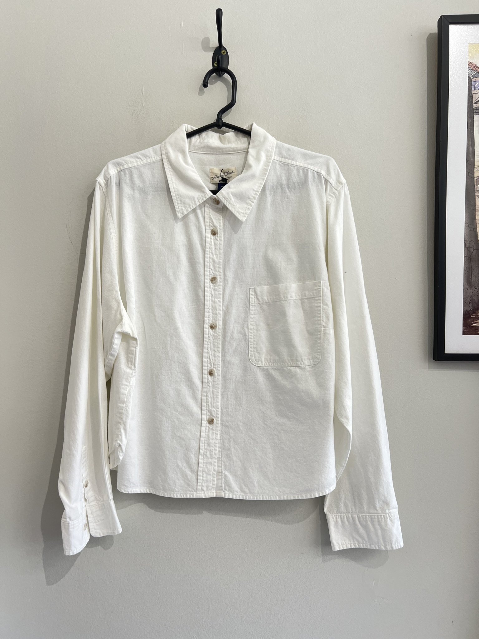 Camisa curta branca m/longa Universal Thread de algodão  - GG