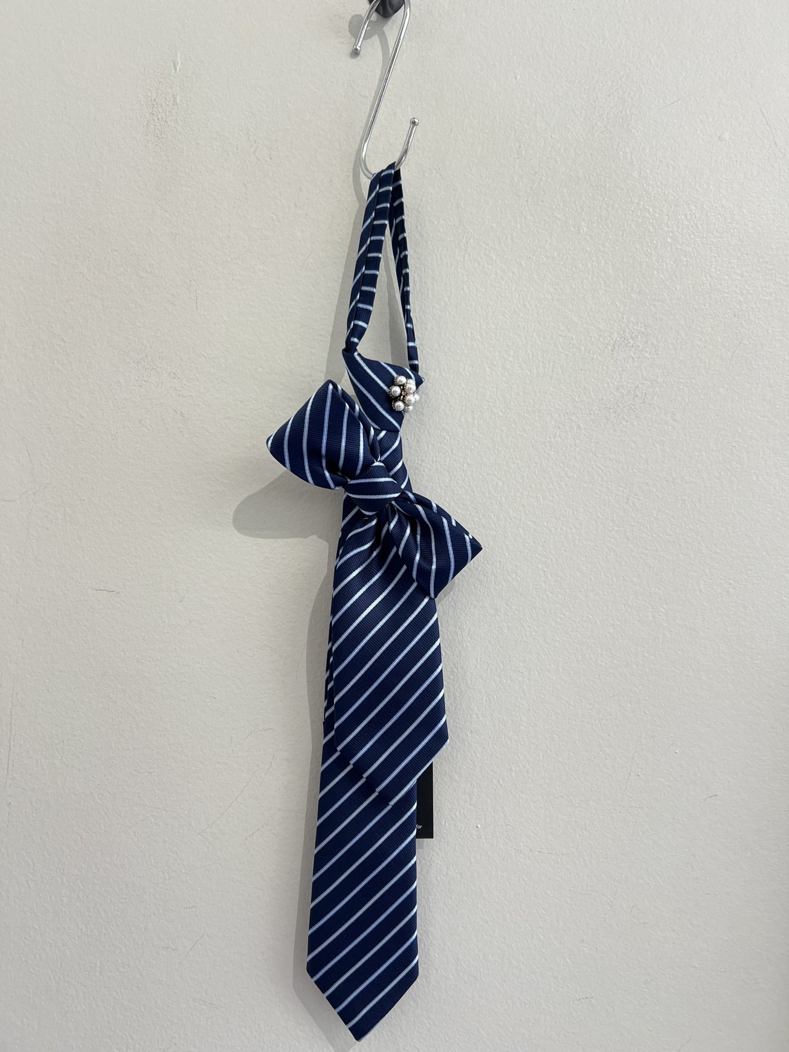 Gravata slim laço azul listrada