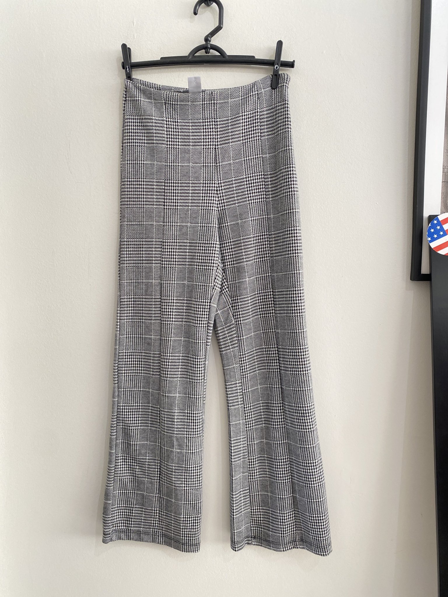 Calça xadrez pied poule P&B de cintura regulavel H&M - G